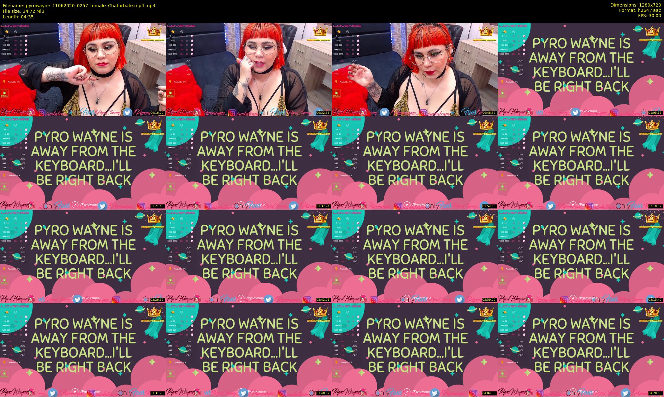 pyrowayne — 5 minute Chaturbate female cam show recording, 720p, Jun 11, 2020