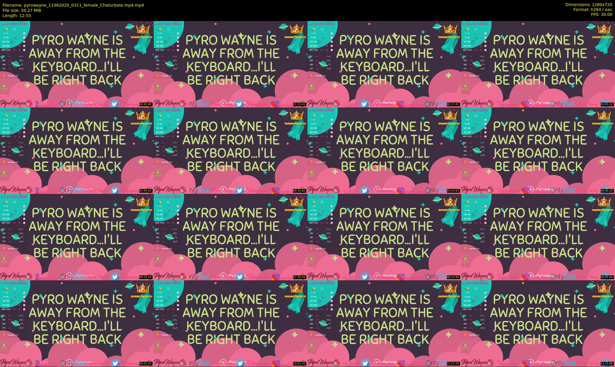 pyrowayne — 13 minute Chaturbate female cam show recording, 720p, Jun 11, 2020