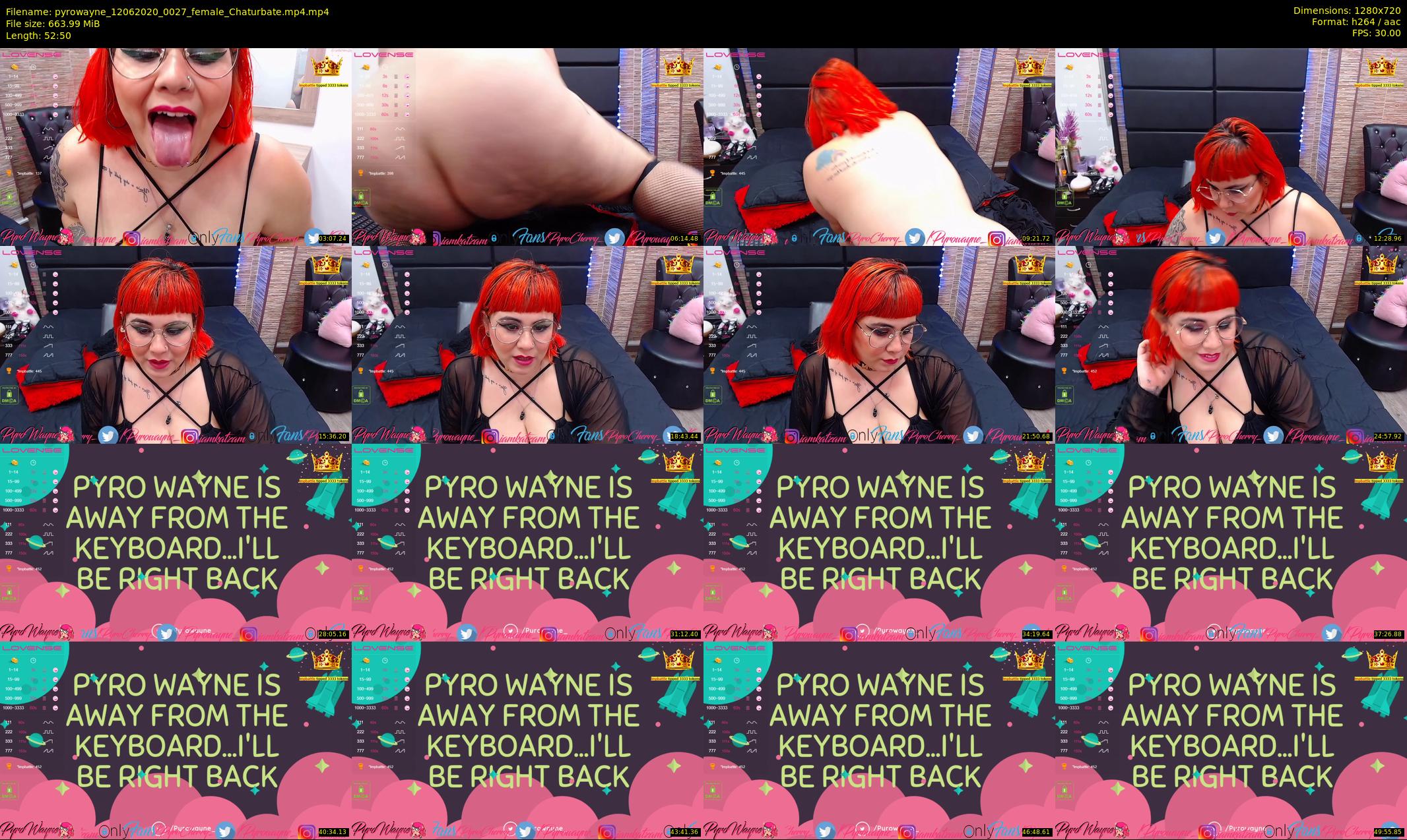 pyrowayne — 53 minute Chaturbate female cam show recording, 720p, Jun 12, 2020