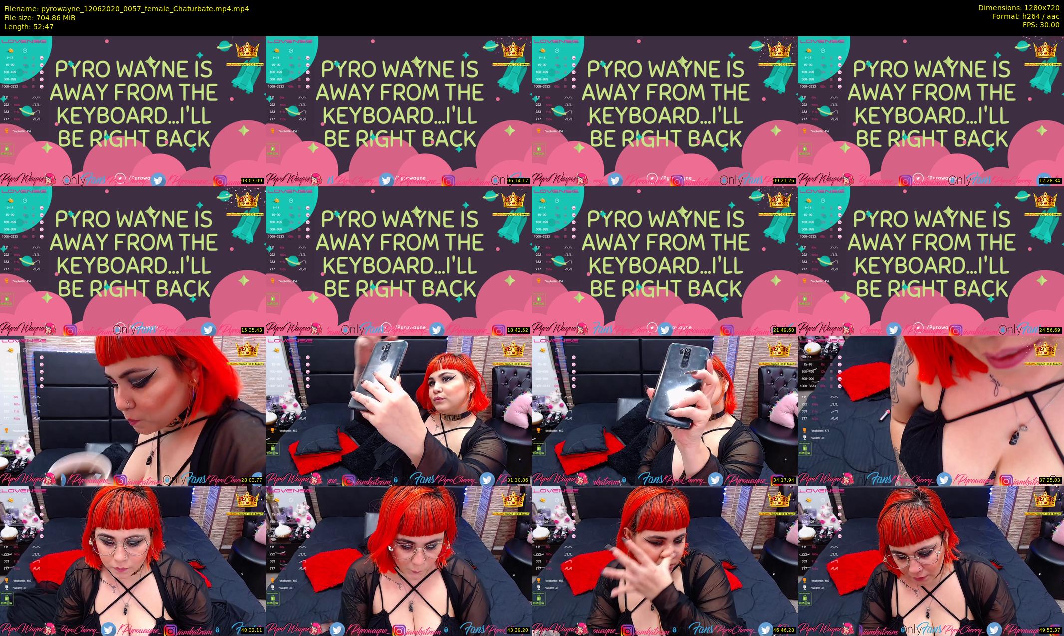 pyrowayne — 53 minute Chaturbate female cam show recording, 720p, Jun 12, 2020