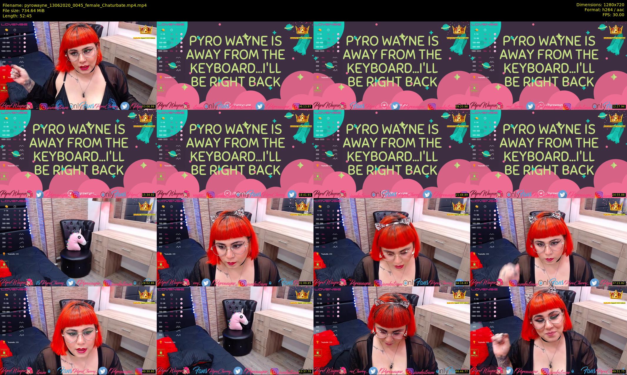 pyrowayne — 53 minute Chaturbate female cam show recording, 720p, Jun 13, 2020