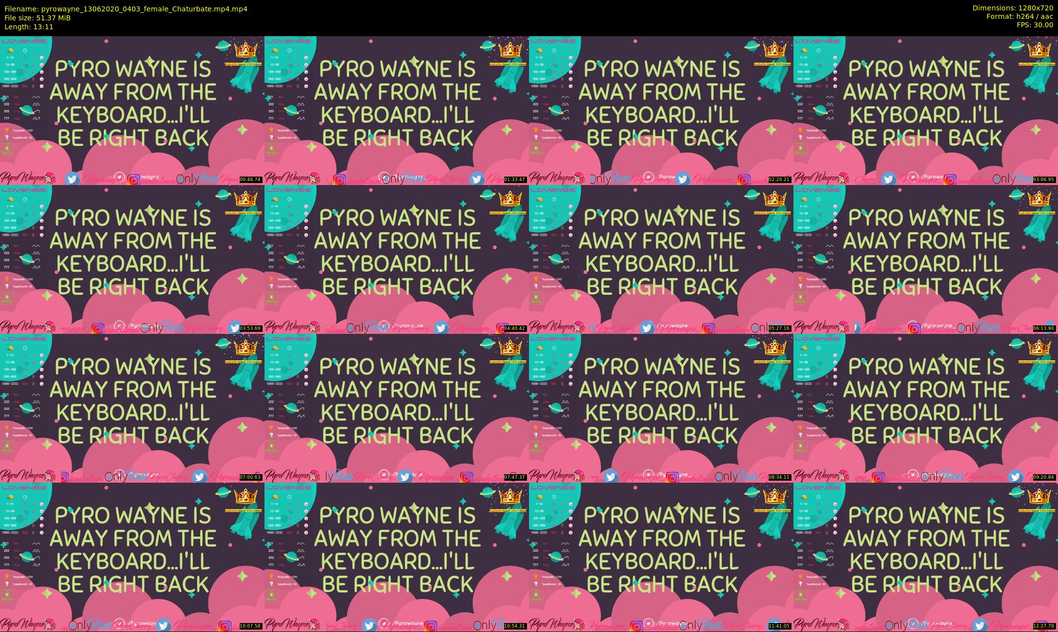pyrowayne — 14 minute Chaturbate female cam show recording, 720p, Jun 13, 2020