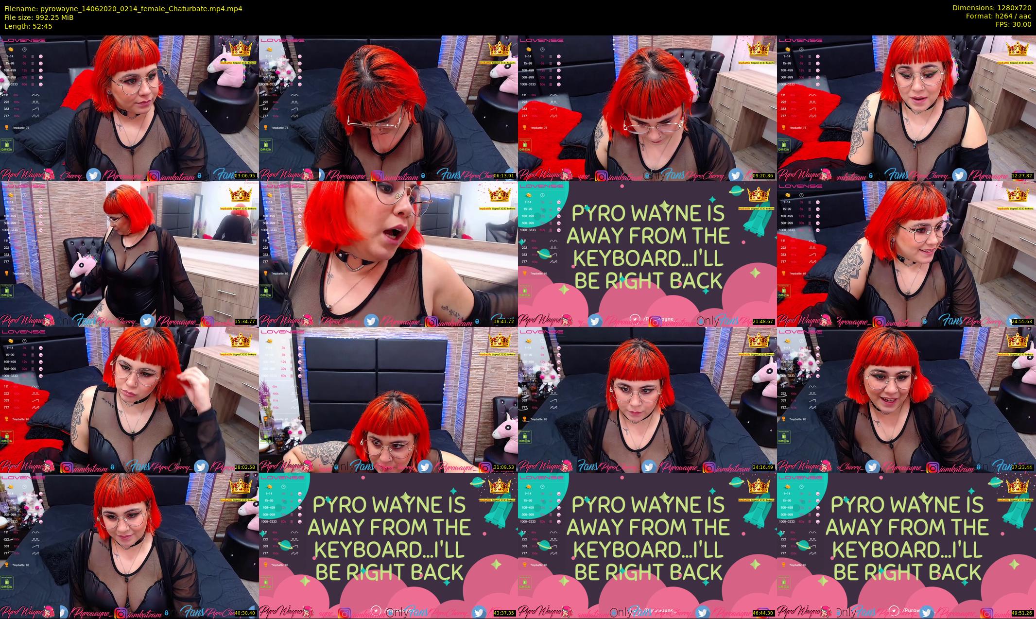 pyrowayne — 53 minute Chaturbate female cam show recording, 720p, Jun 14, 2020
