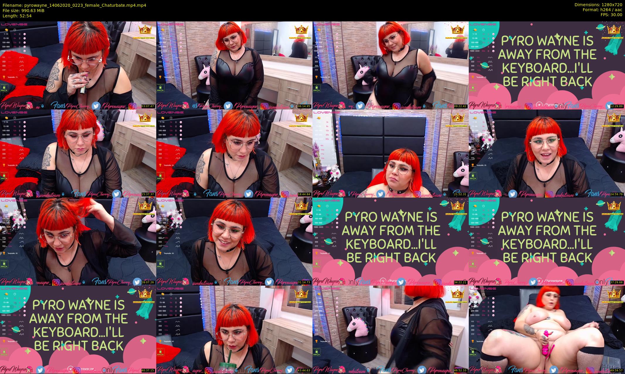 pyrowayne — 53 minute Chaturbate female cam show recording, 720p, Jun 14, 2020