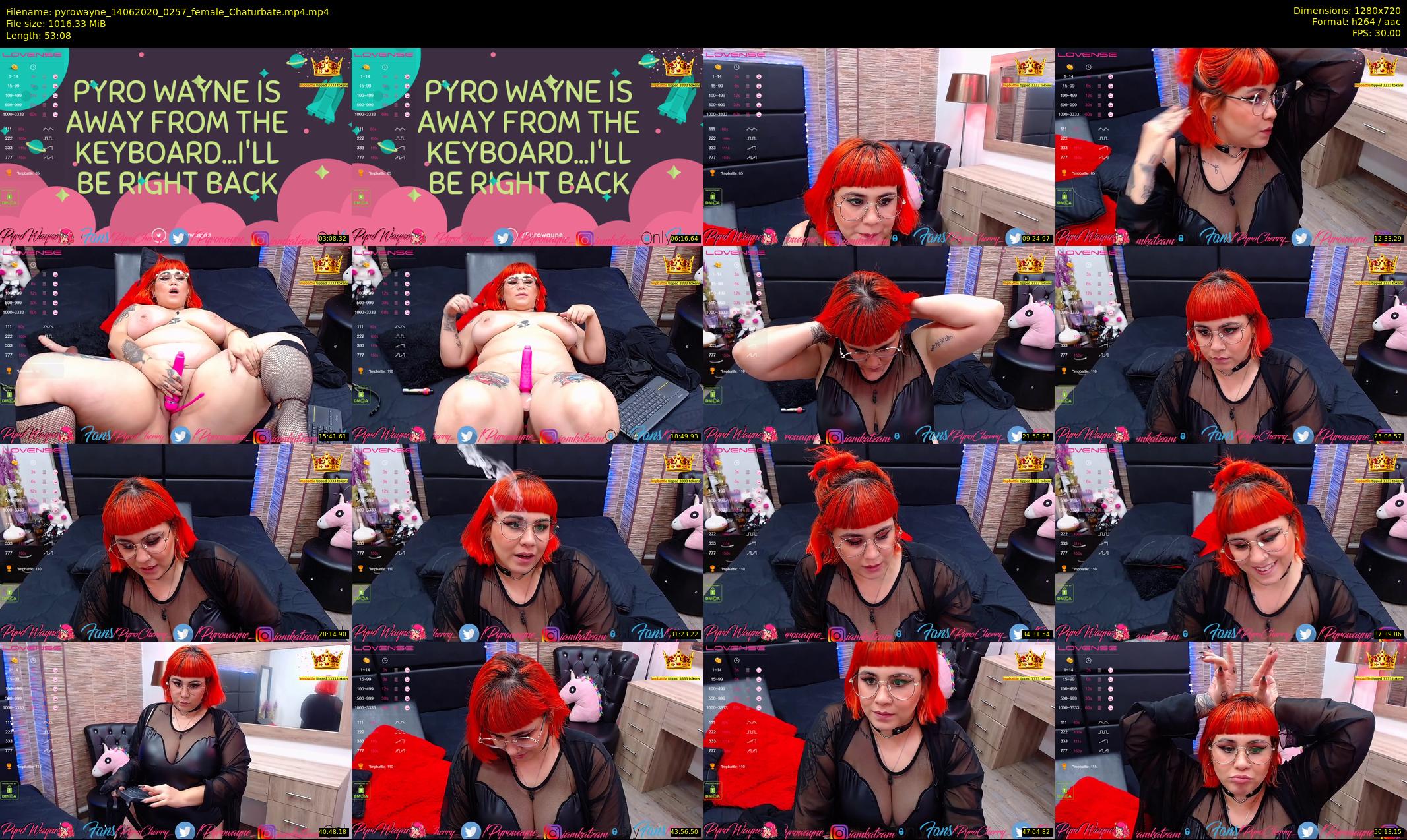 pyrowayne — 54 minute Chaturbate female cam show recording, 720p, Jun 14, 2020