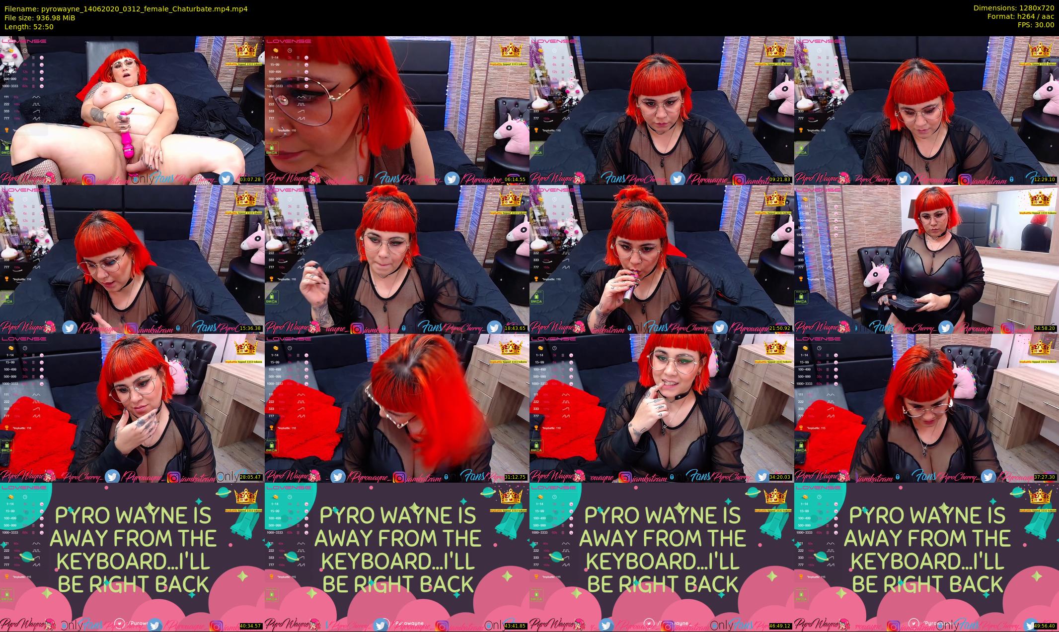pyrowayne — 53 minute Chaturbate female cam show recording, 720p, Jun 14, 2020