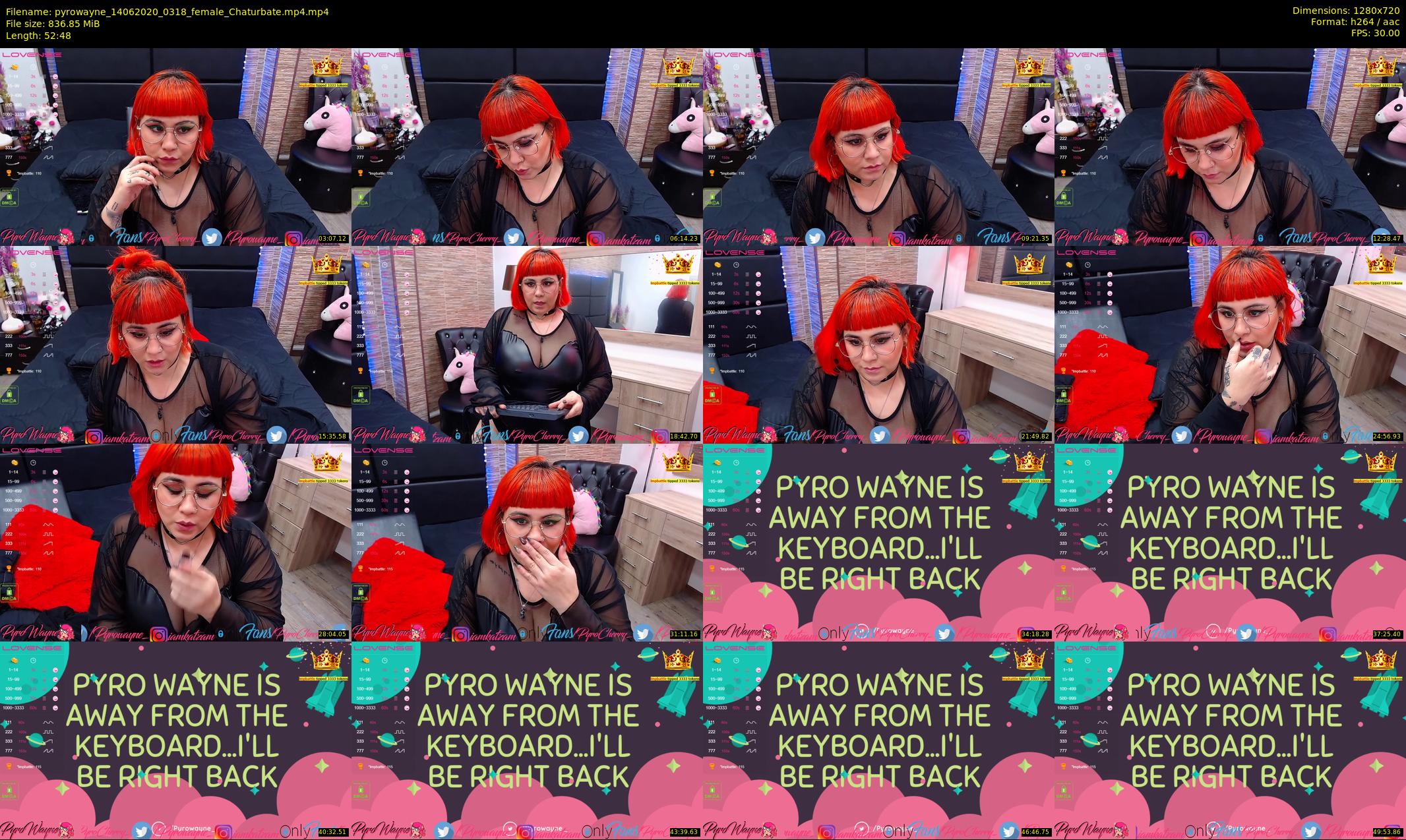 pyrowayne — 53 minute Chaturbate female cam show recording, 720p, Jun 14, 2020