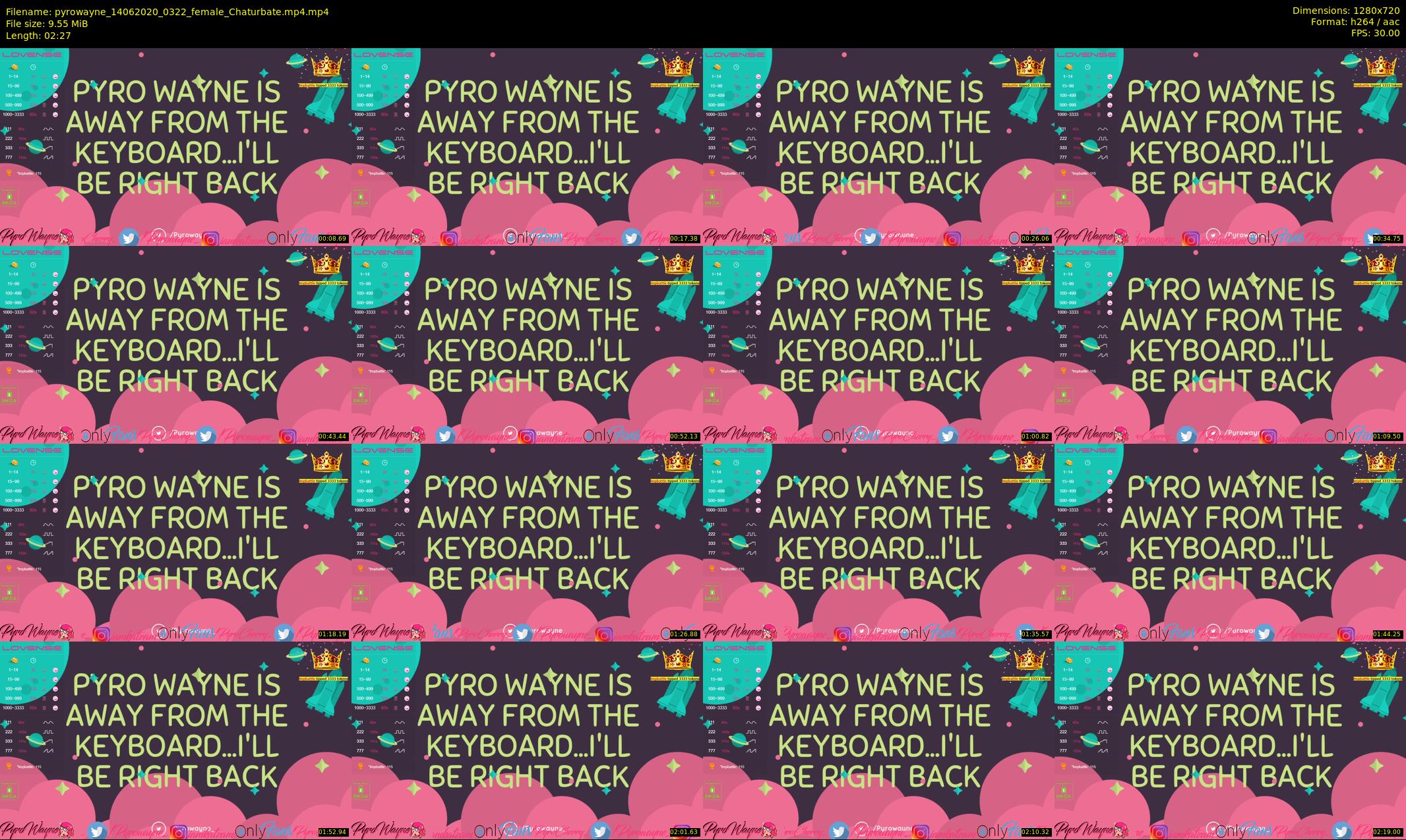 pyrowayne — 3 minute Chaturbate female cam show recording, 720p, Jun 14, 2020