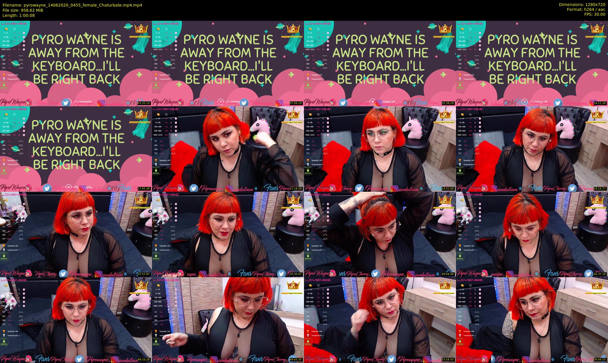 pyrowayne — 61 minute Chaturbate female cam show recording, 720p, Jun 14, 2020