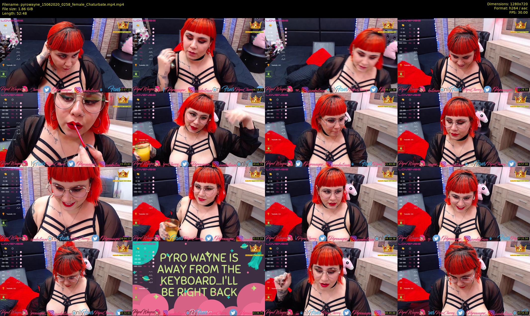pyrowayne — 53 minute Chaturbate female cam show recording, 720p, Jun 15, 2020