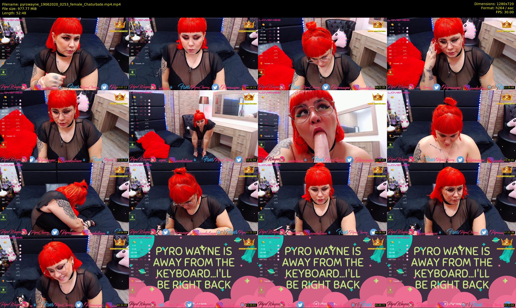 pyrowayne — 53 minute Chaturbate female cam show recording, 720p, Jun 19, 2020