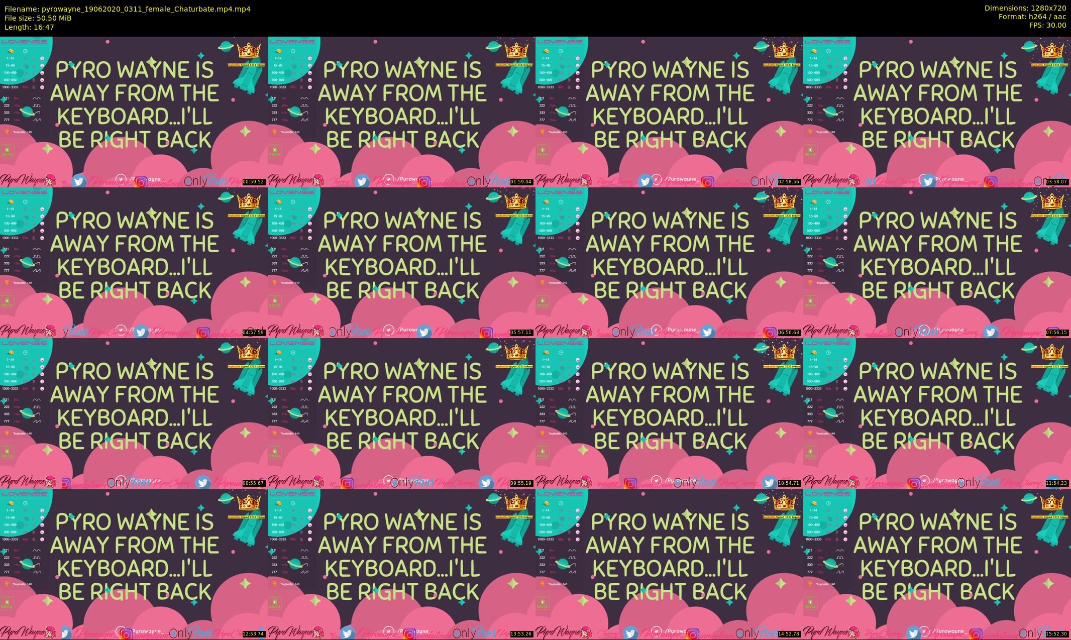 pyrowayne — 17 minute Chaturbate female cam show recording, 720p, Jun 19, 2020