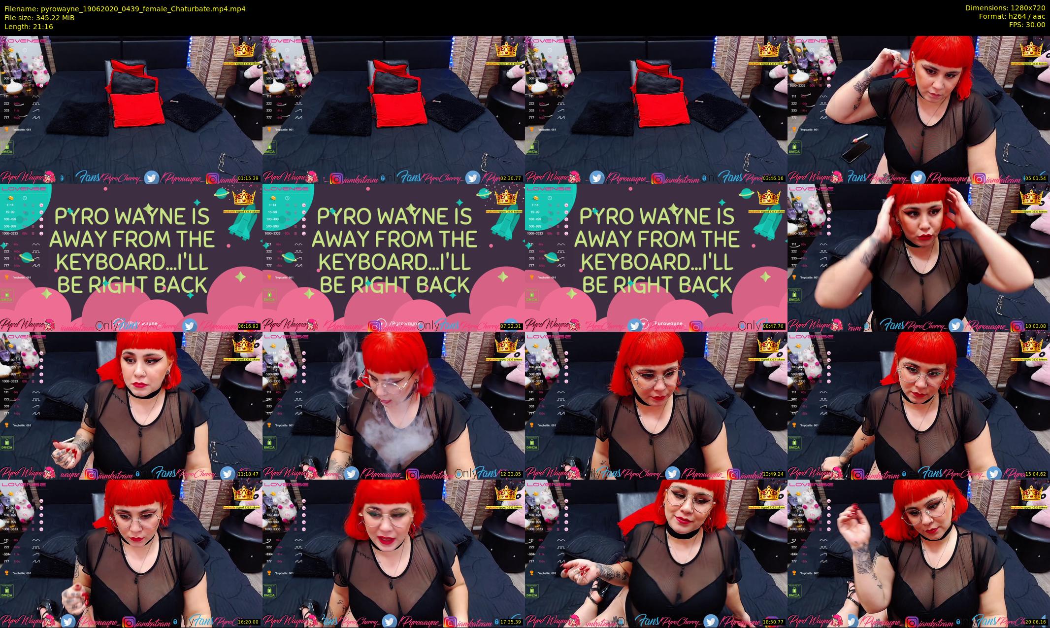pyrowayne — 22 minute Chaturbate female cam show recording, 720p, Jun 19, 2020