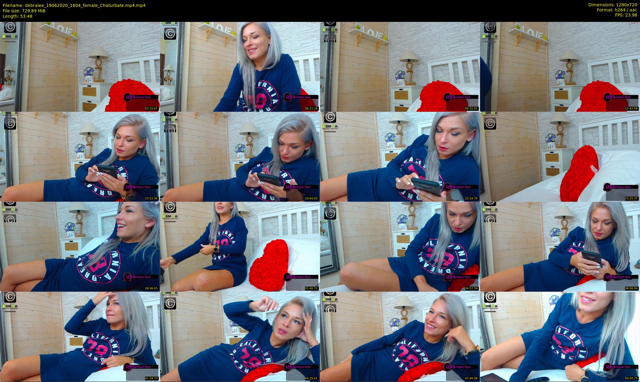 debralee — 54 minute Chaturbate female cam show recording, 720p, Jun 19, 2020