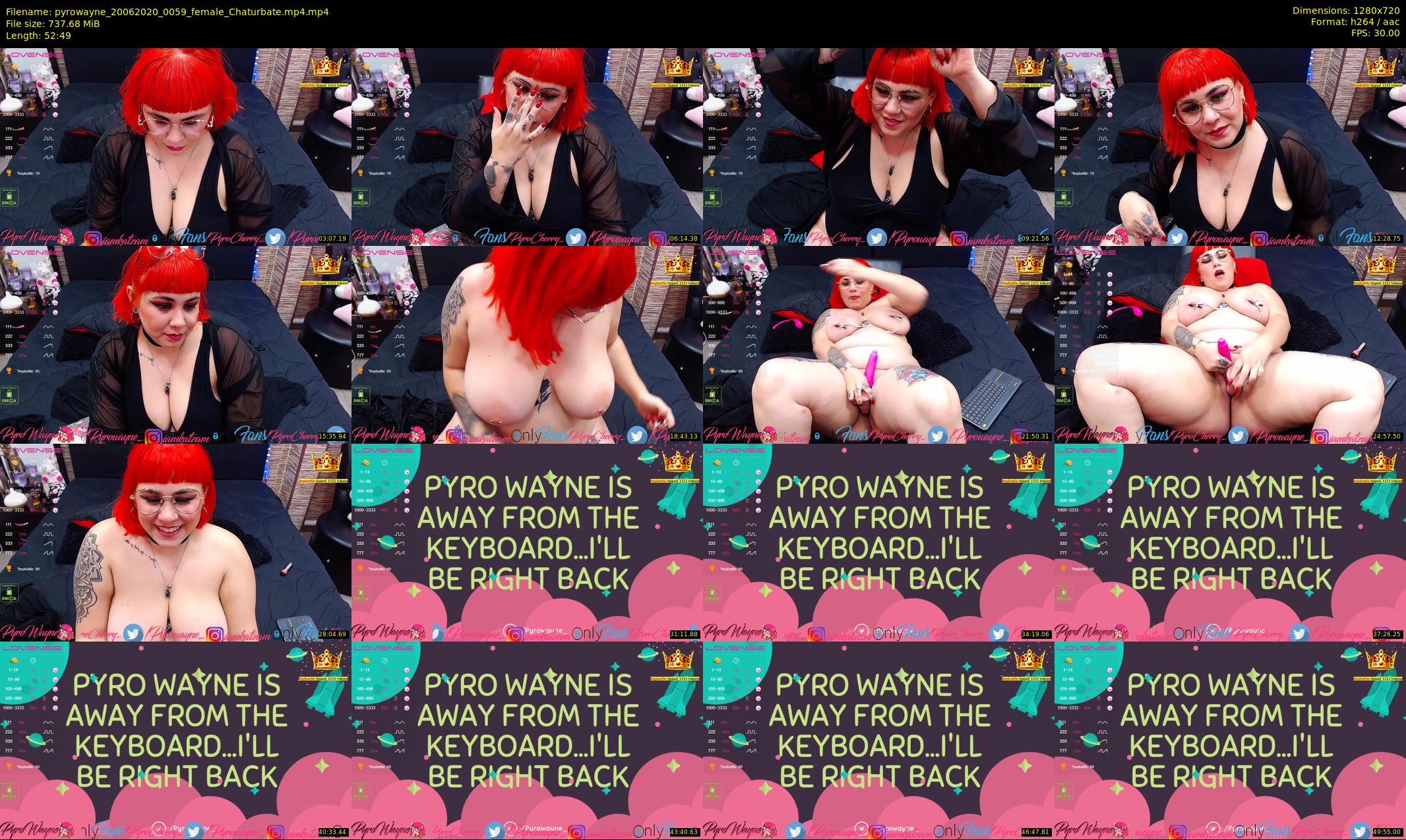 pyrowayne — 53 minute Chaturbate female cam show recording, 720p, Jun 20, 2020