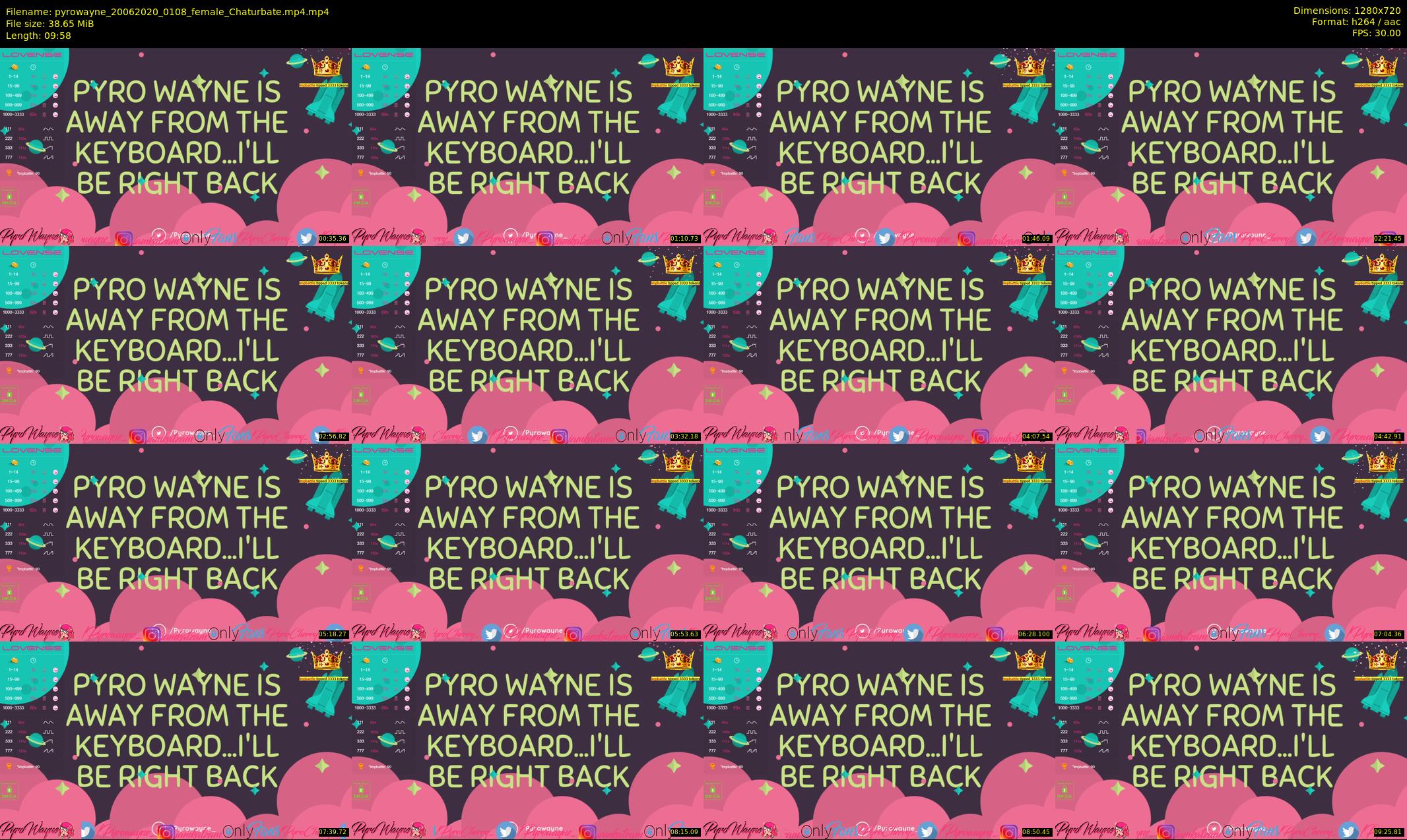 pyrowayne — 10 minute Chaturbate female cam show recording, 720p, Jun 20, 2020