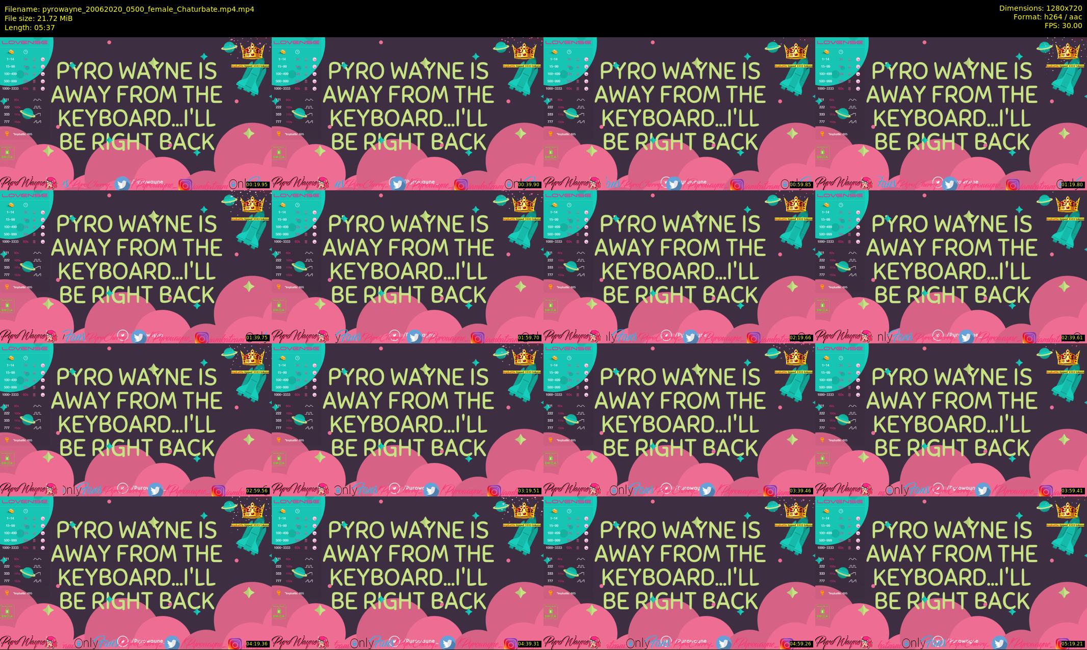 pyrowayne — 6 minute Chaturbate female cam show recording, 720p, Jun 20, 2020