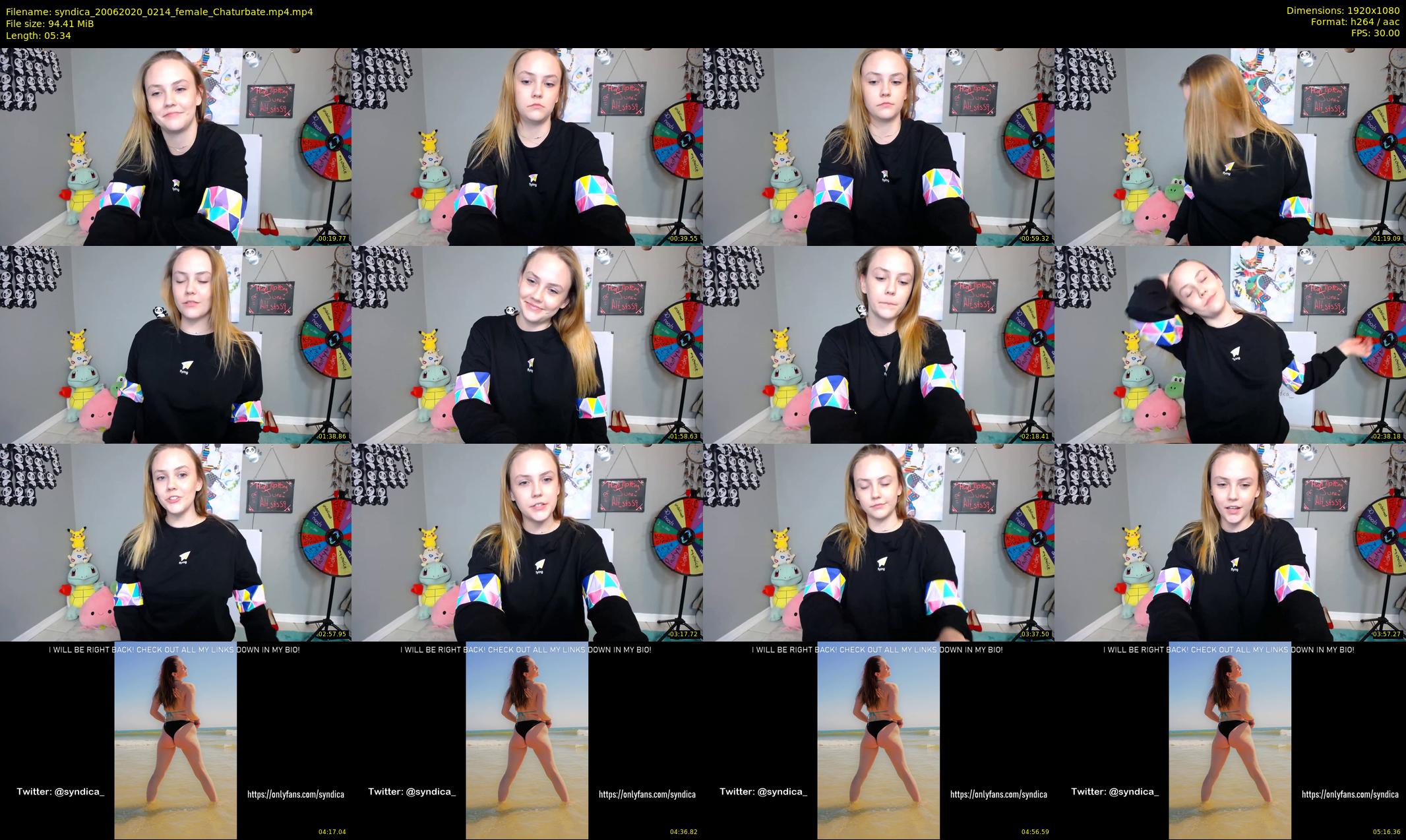 syndica — 6 minute Chaturbate female cam show recording, 1080p, Jun 20, 2020