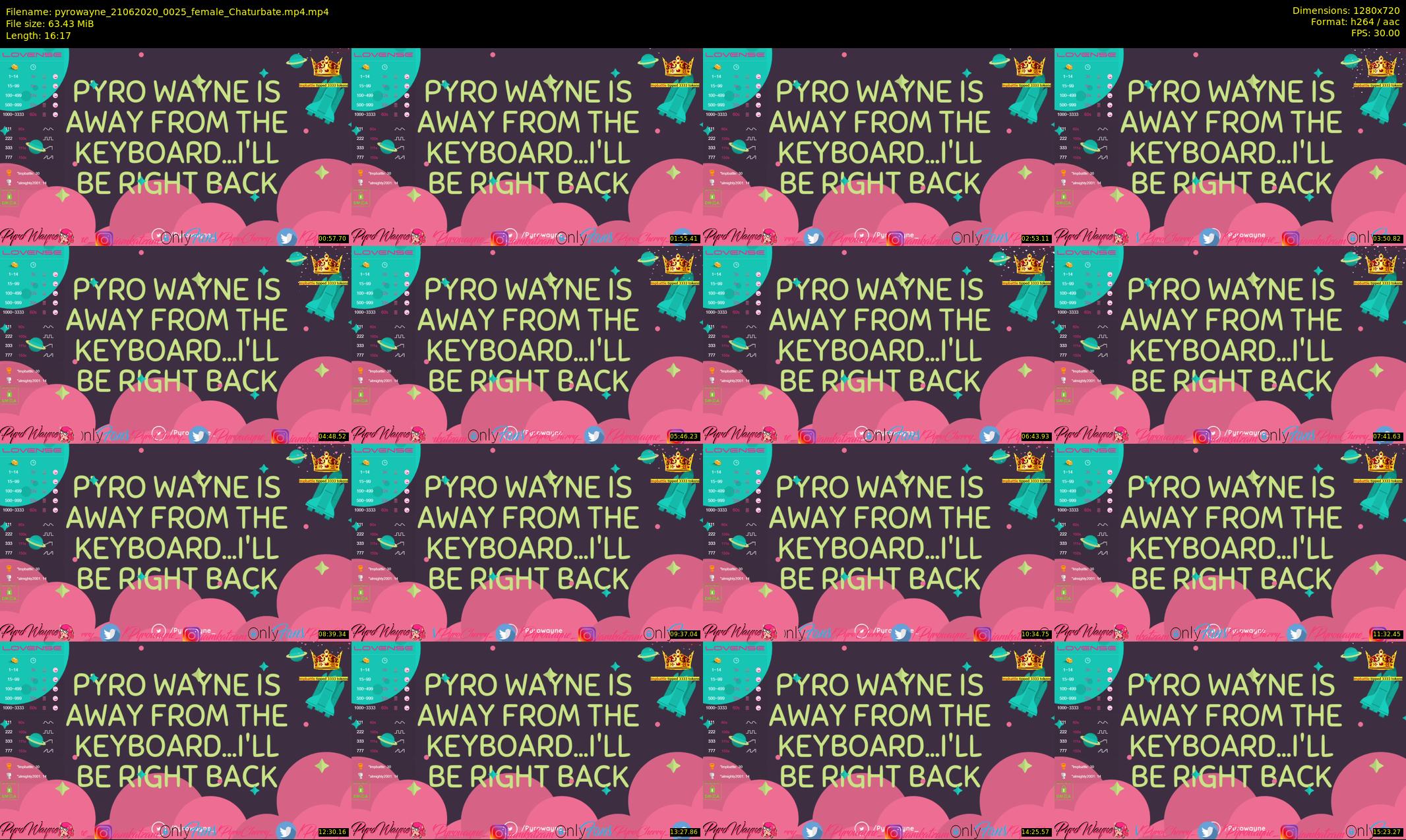 pyrowayne — 17 minute Chaturbate female cam show recording, 720p, Jun 21, 2020
