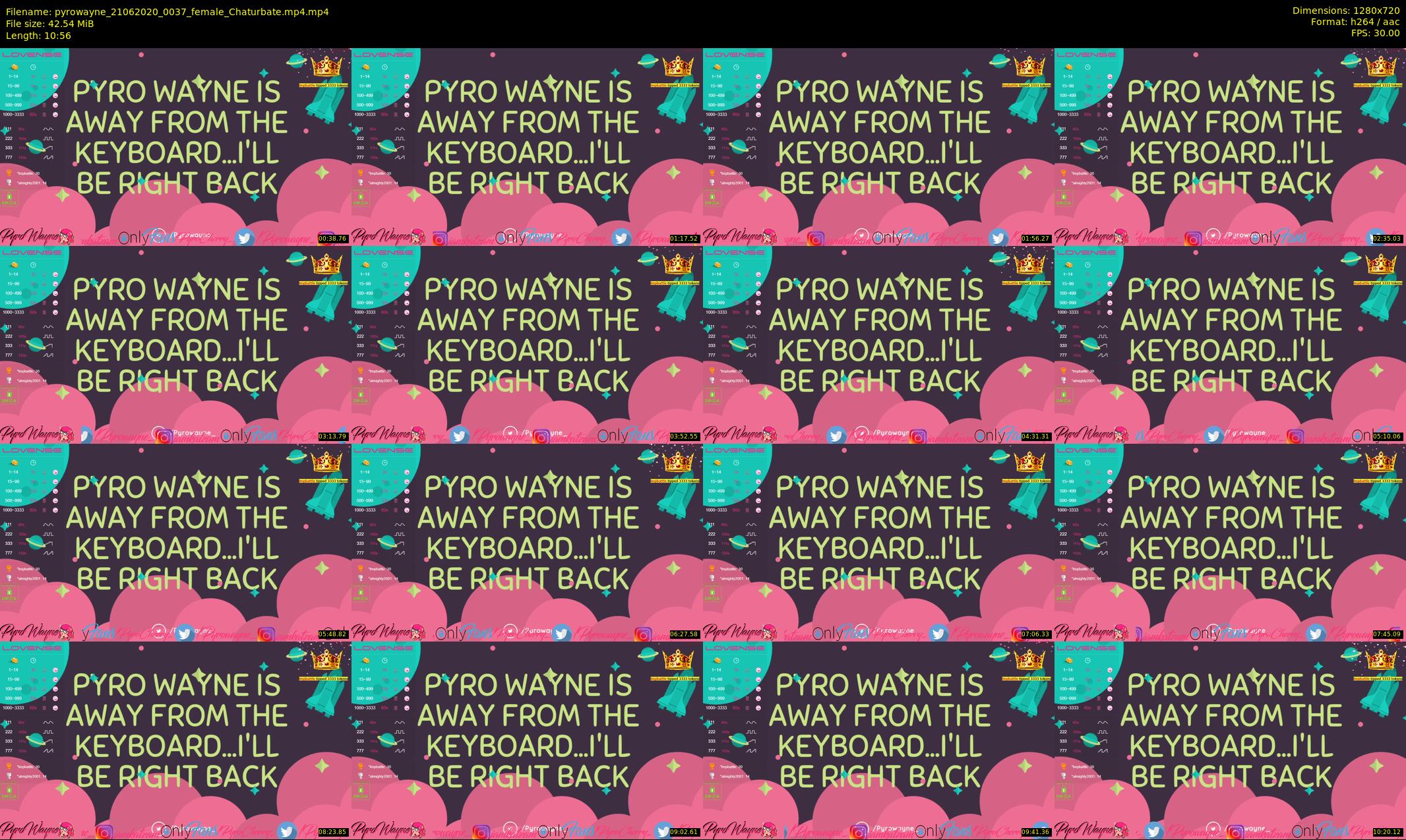 pyrowayne — 11 minute Chaturbate female cam show recording, 720p, Jun 21, 2020