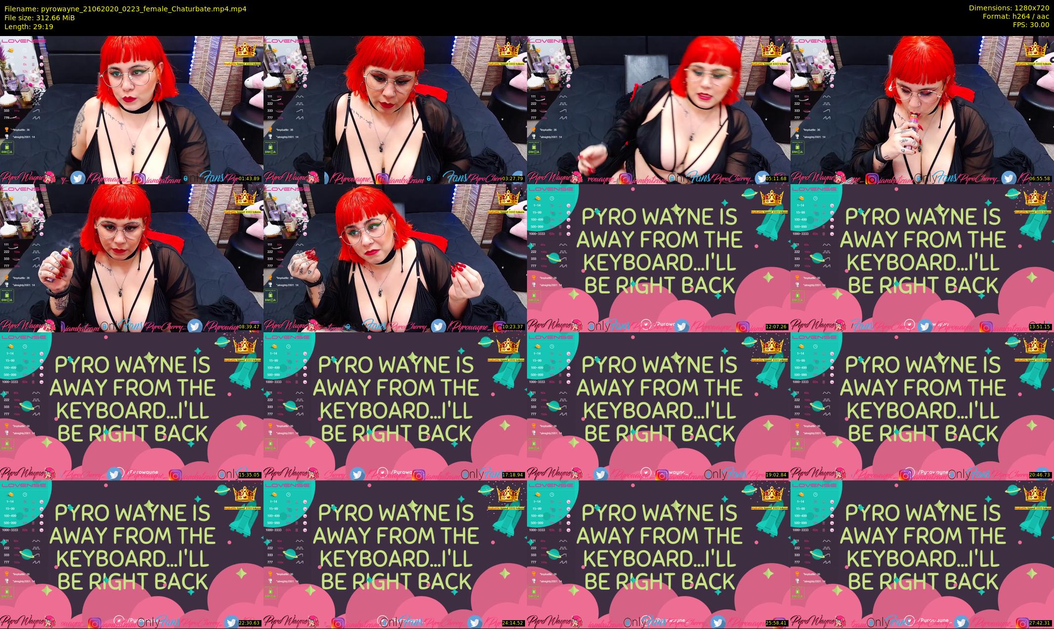 pyrowayne — 30 minute Chaturbate female cam show recording, 720p, Jun 21, 2020