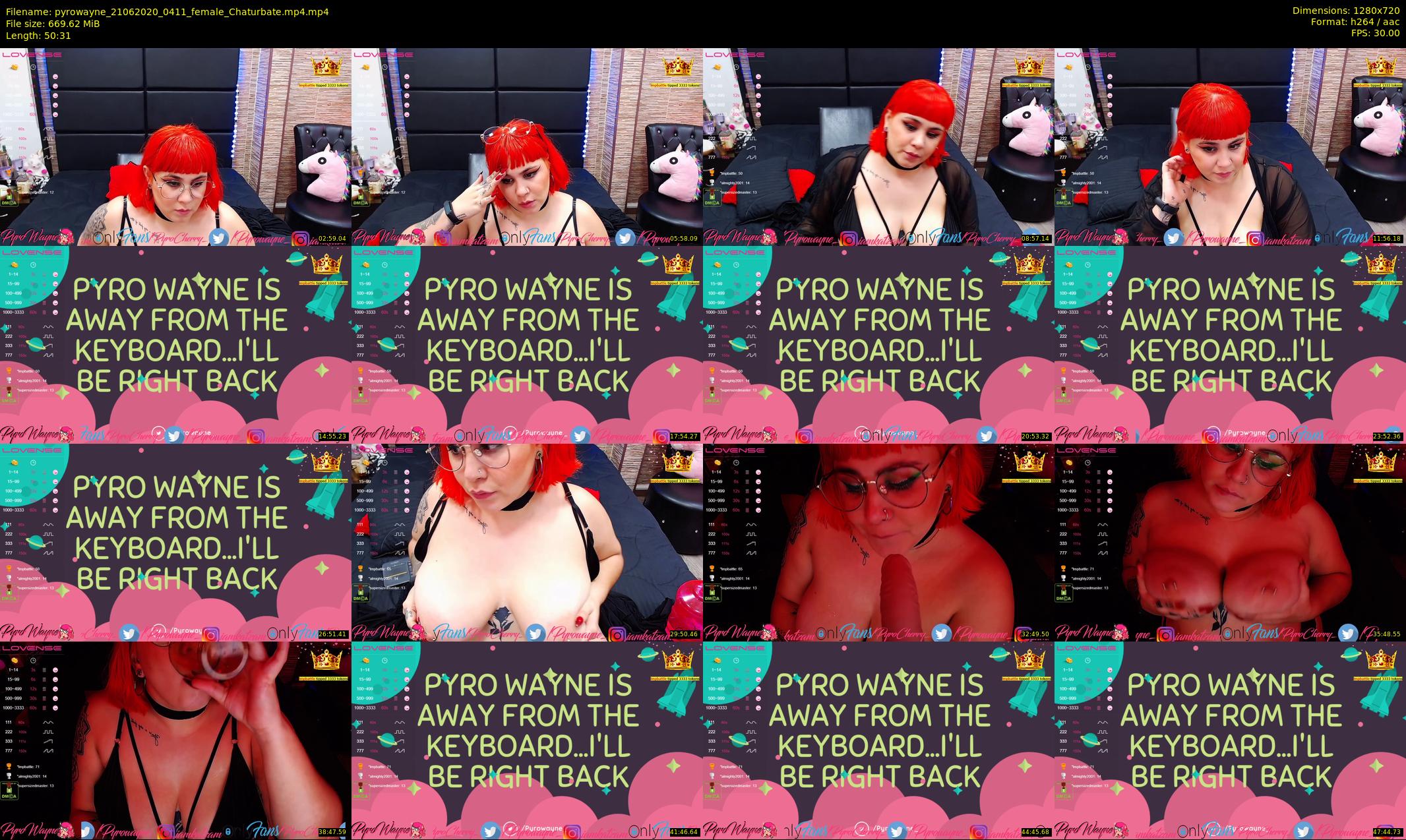 pyrowayne — 51 minute Chaturbate female cam show recording, 720p, Jun 21, 2020