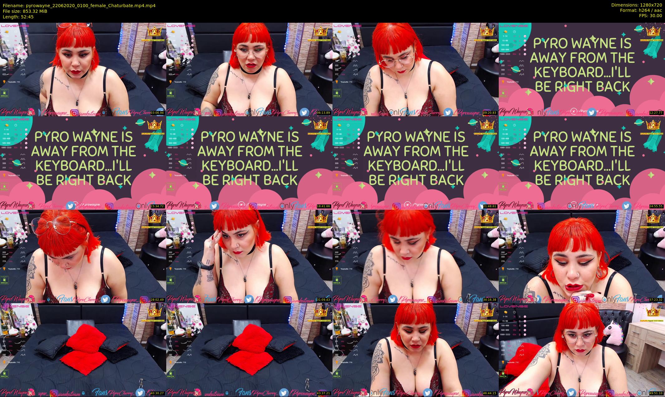 pyrowayne — 53 minute Chaturbate female cam show recording, 720p, Jun 22, 2020