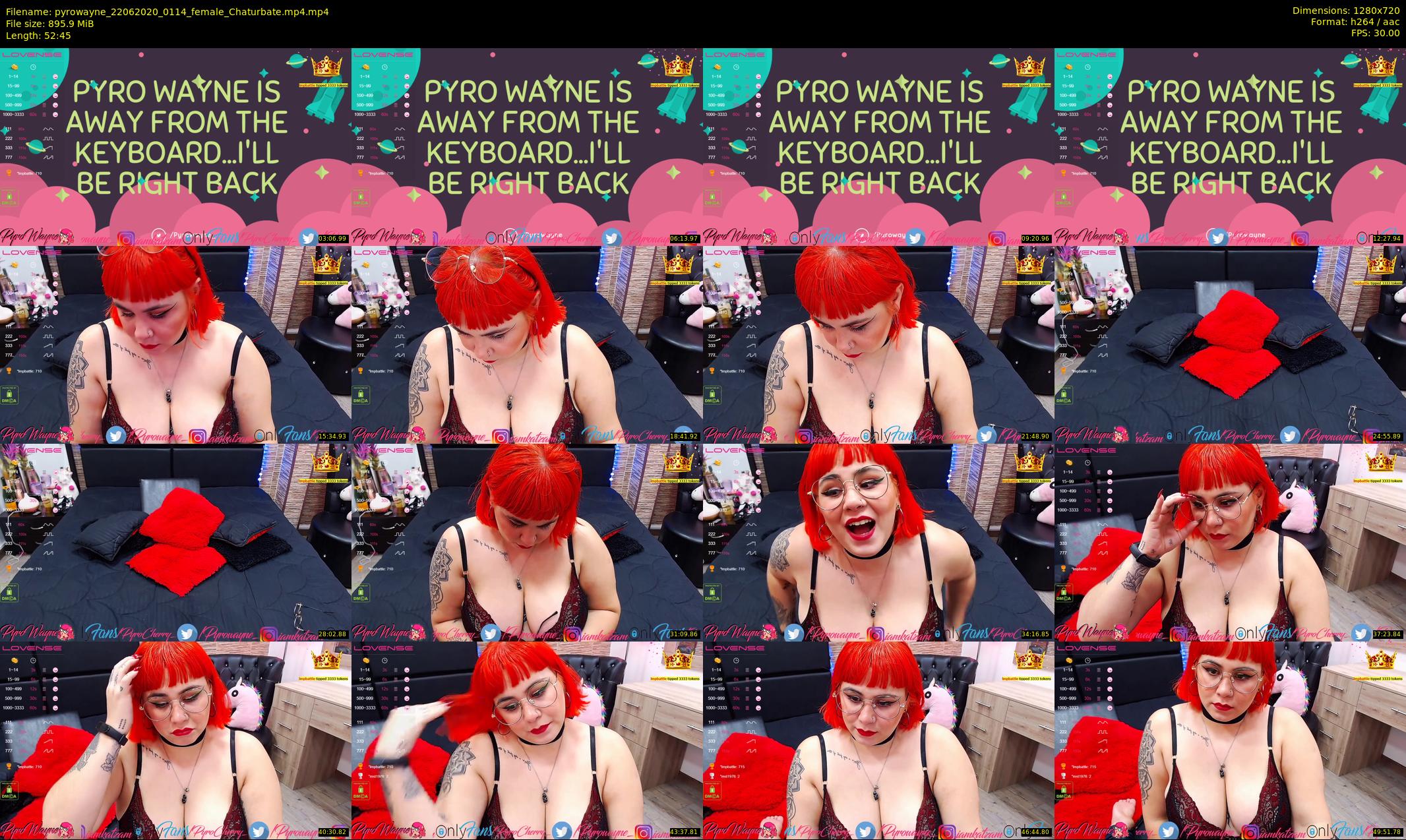 pyrowayne — 53 minute Chaturbate female cam show recording, 720p, Jun 22, 2020