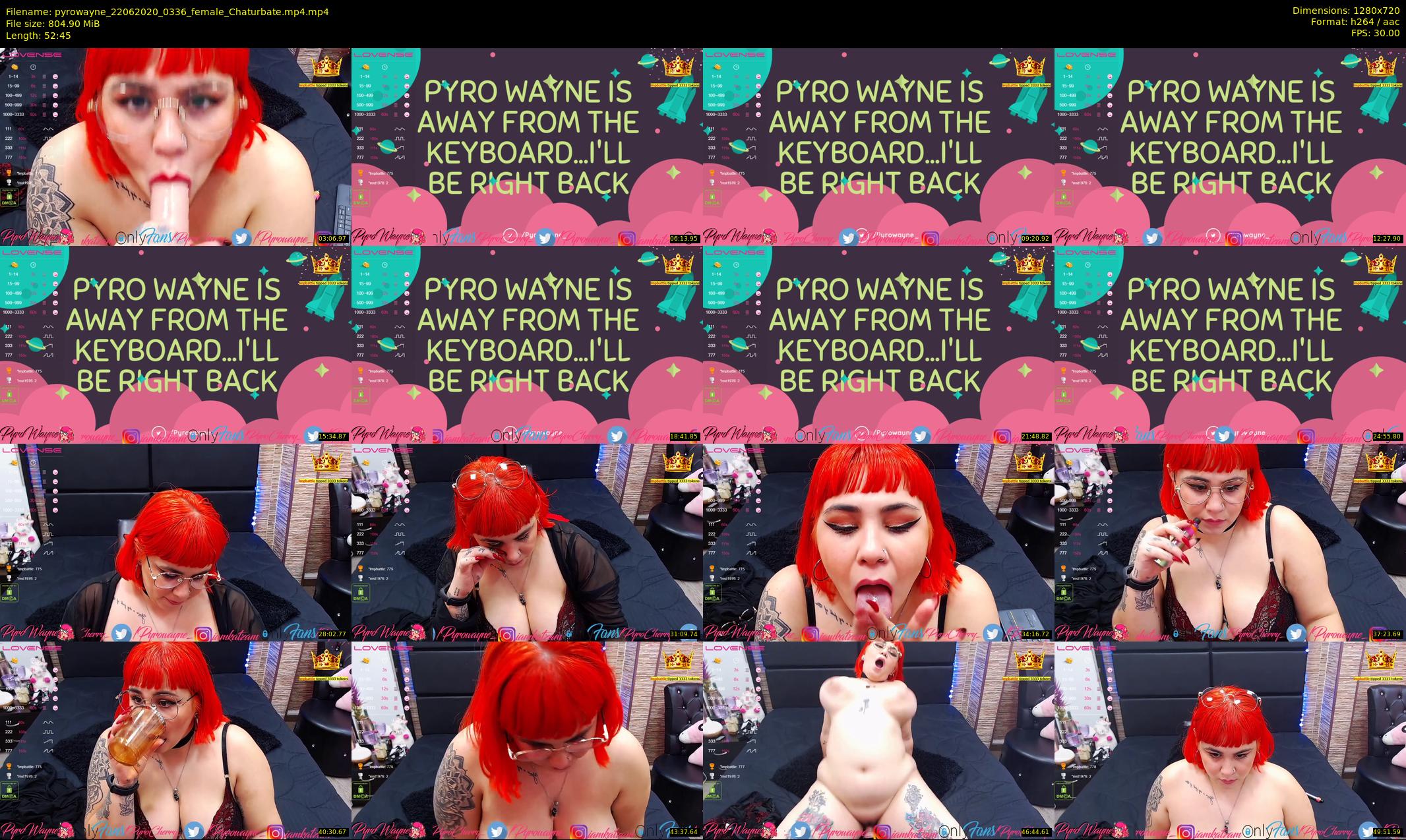 pyrowayne — 53 minute Chaturbate female cam show recording, 720p, Jun 22, 2020