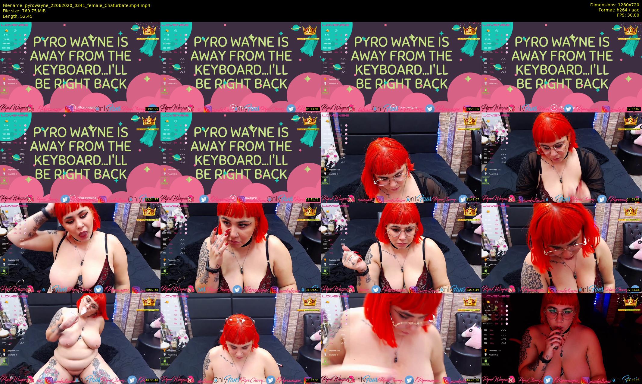 pyrowayne — 53 minute Chaturbate female cam show recording, 720p, Jun 22, 2020