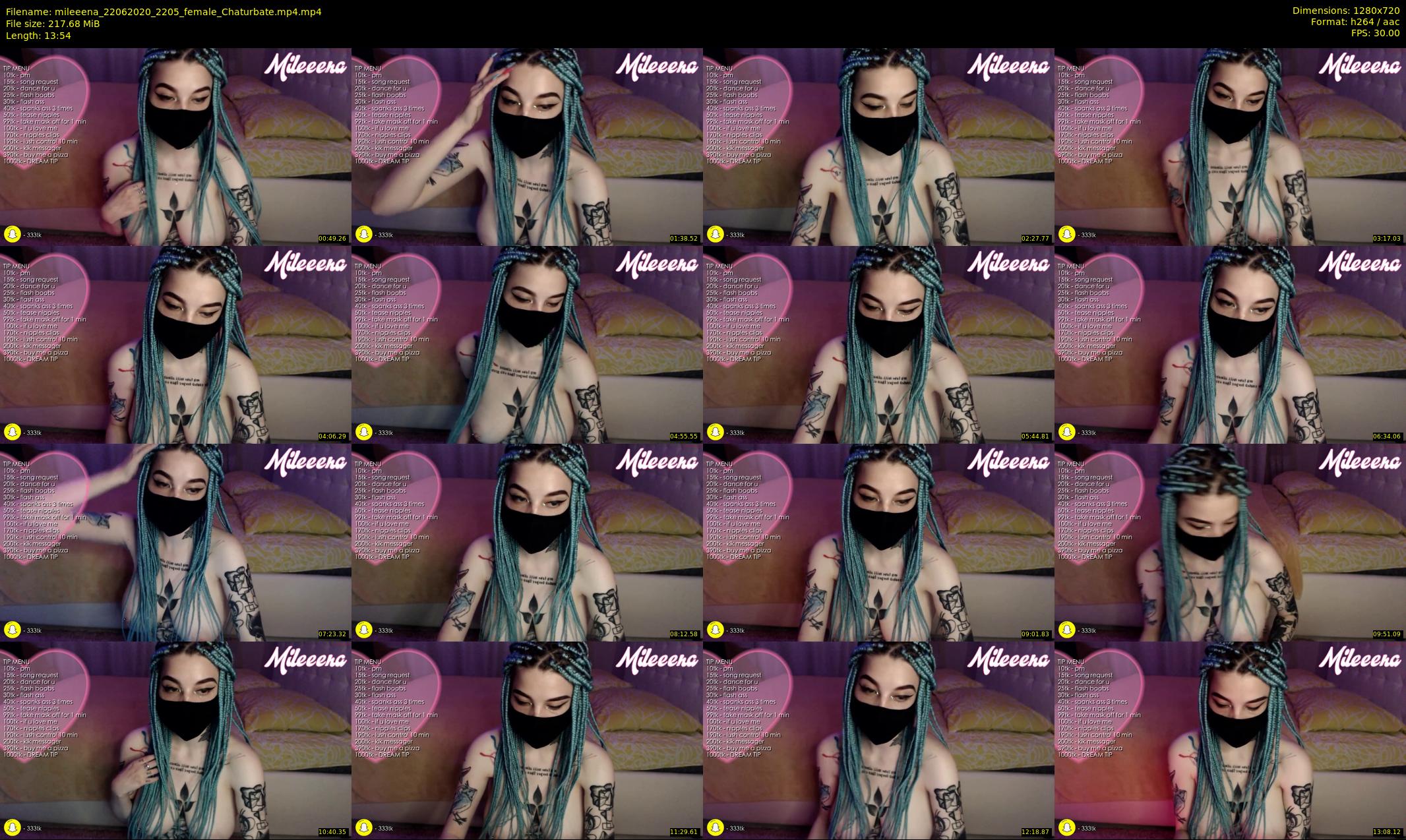 mileeena — 14 minute Chaturbate female cam show recording, 720p, Jun 22, 2020