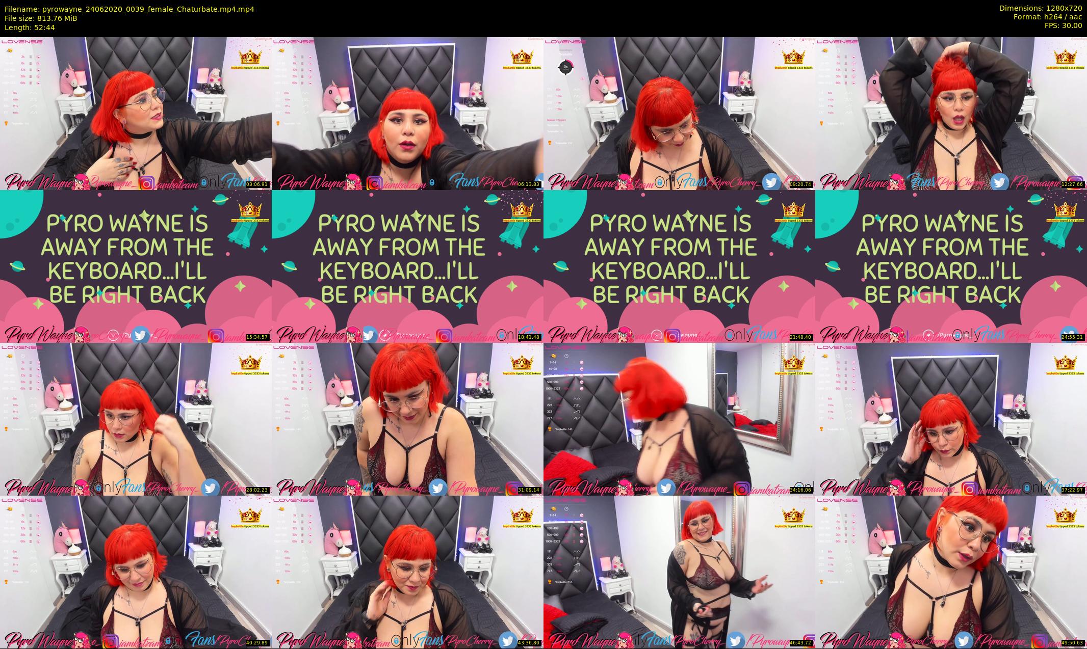 pyrowayne — 53 minute Chaturbate female cam show recording, 720p, Jun 24, 2020