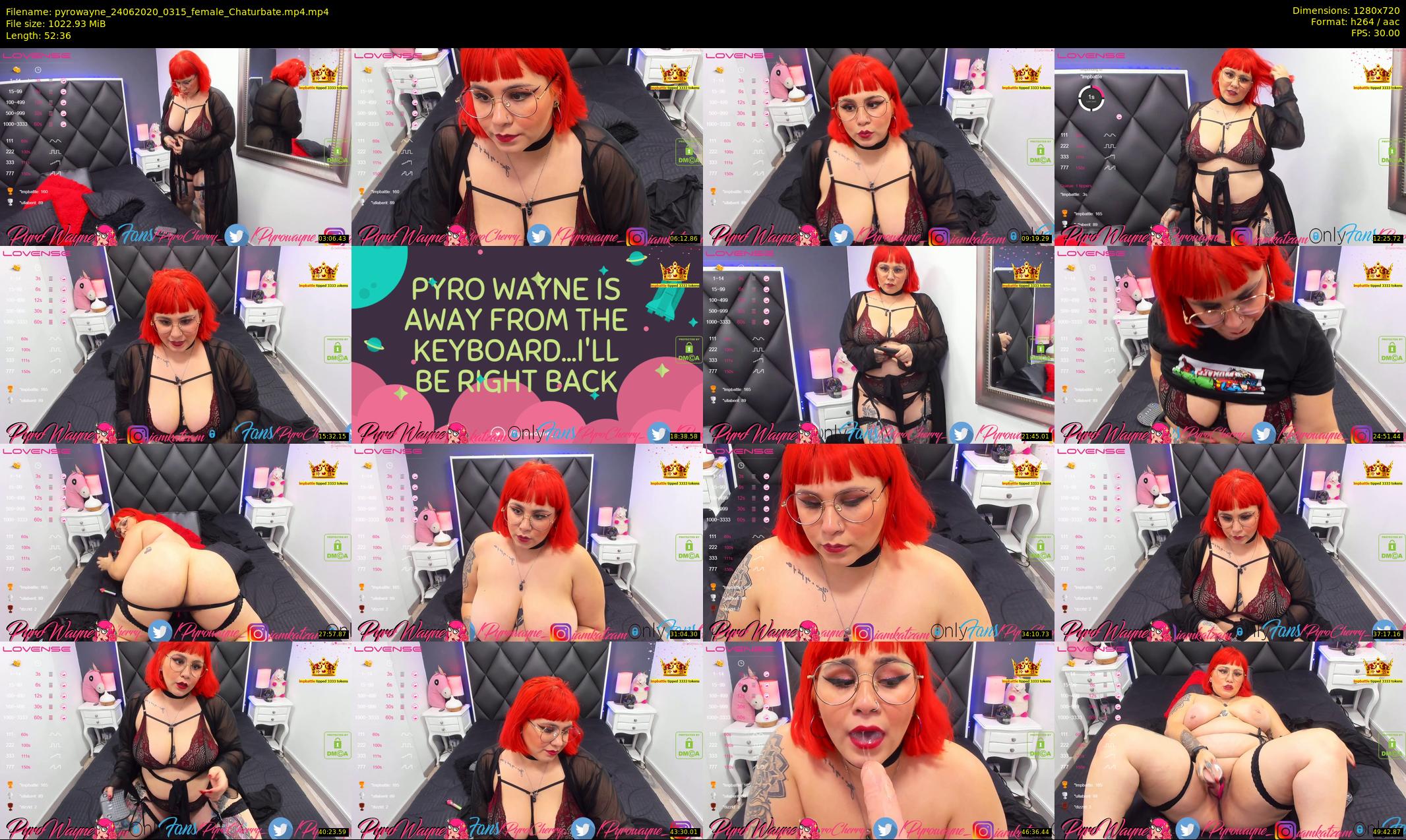 pyrowayne — 53 minute Chaturbate female cam show recording, 720p, Jun 24, 2020