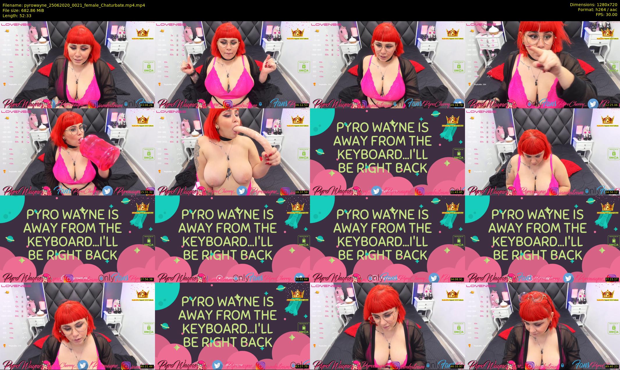 pyrowayne — 53 minute Chaturbate female cam show recording, 720p, Jun 25, 2020