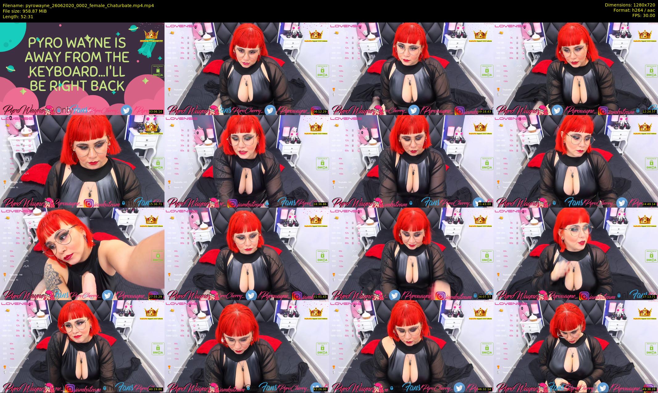 pyrowayne — 53 minute Chaturbate female cam show recording, 720p, Jun 26, 2020