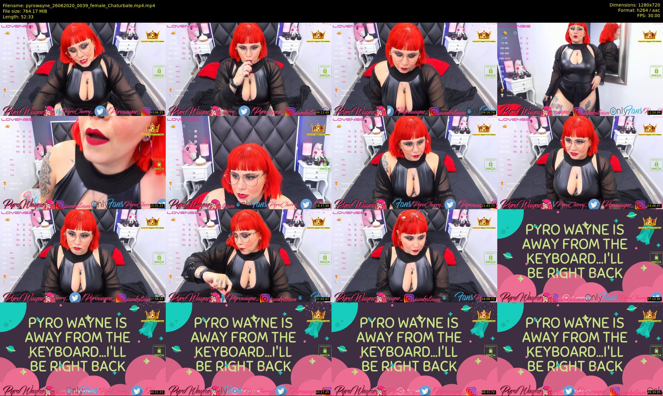 pyrowayne — 53 minute Chaturbate female cam show recording, 720p, Jun 26, 2020