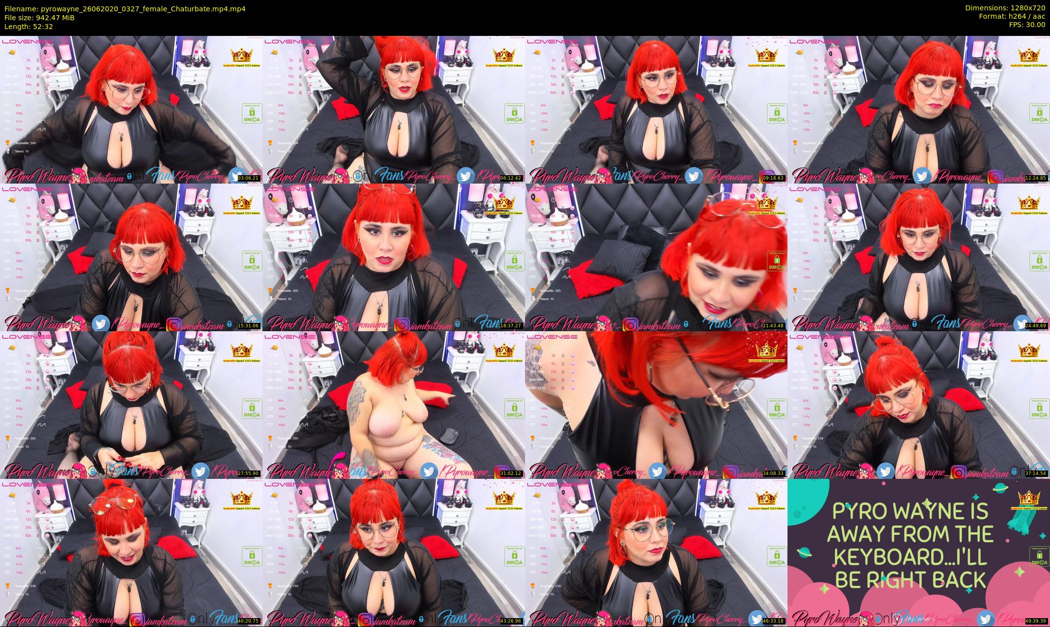 pyrowayne — 53 minute Chaturbate female cam show recording, 720p, Jun 26, 2020