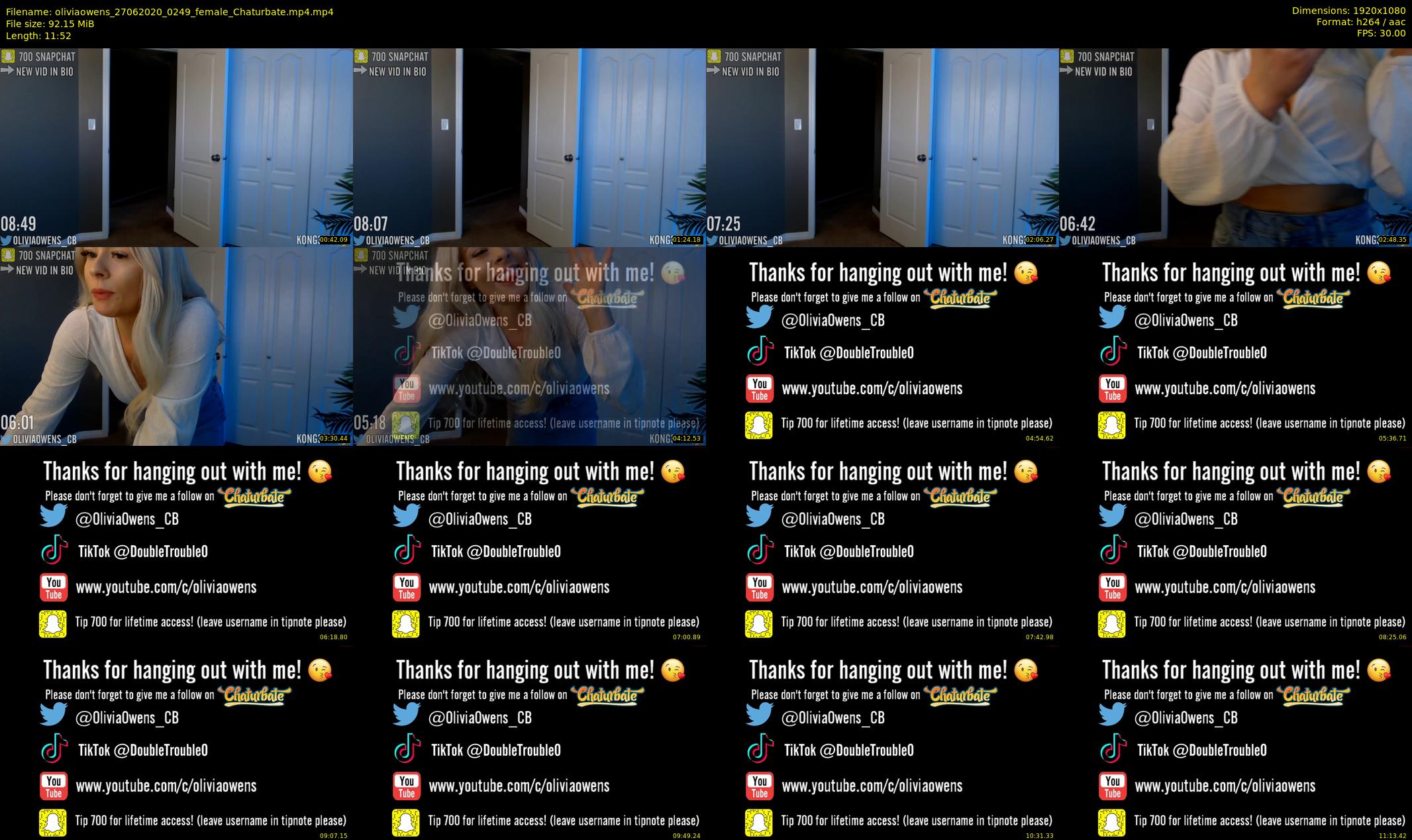 oliviaowens — 12 minute Chaturbate female cam show recording, 1080p, Jun 27, 2020