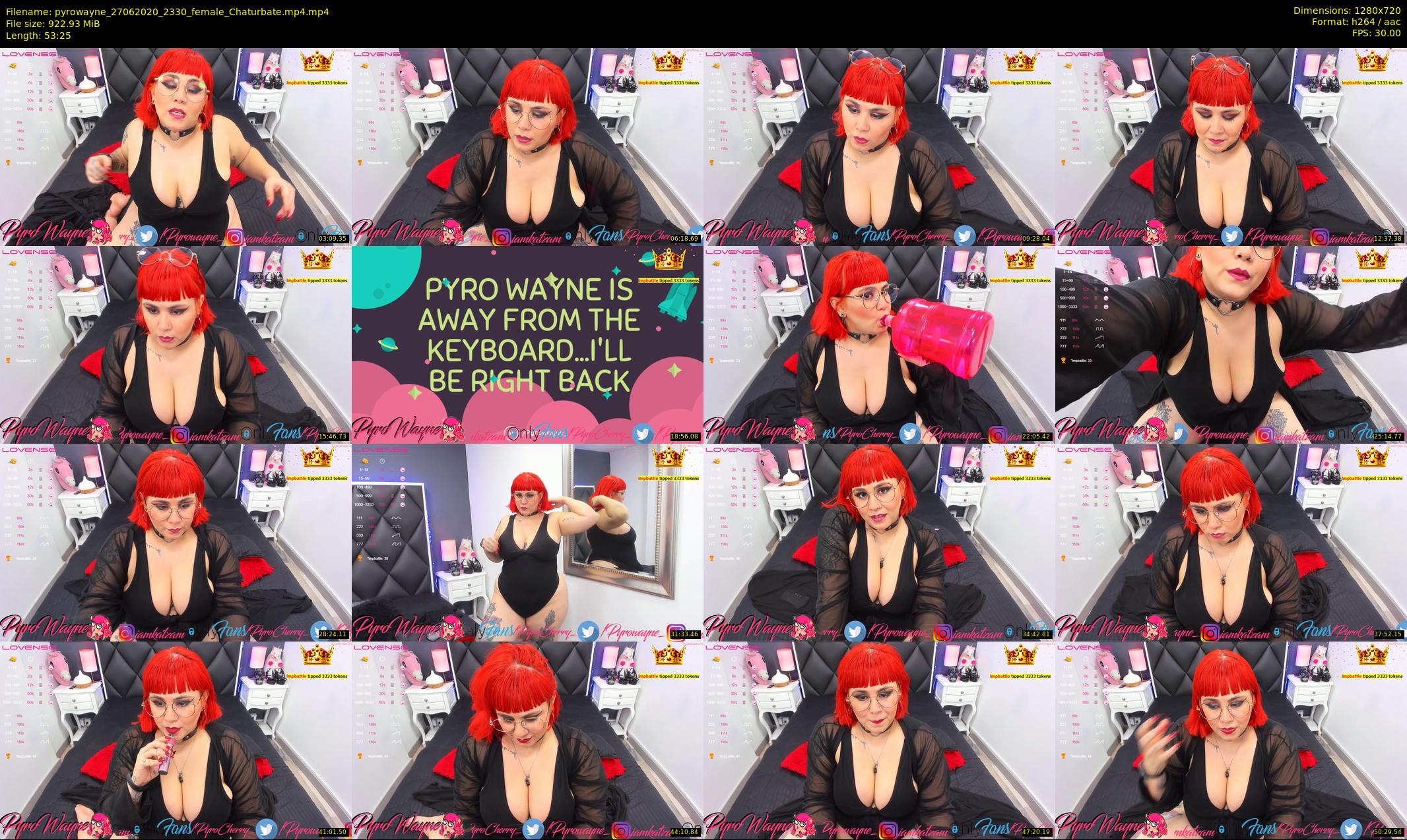 pyrowayne — 54 minute Chaturbate female cam show recording, 720p, Jun 27, 2020