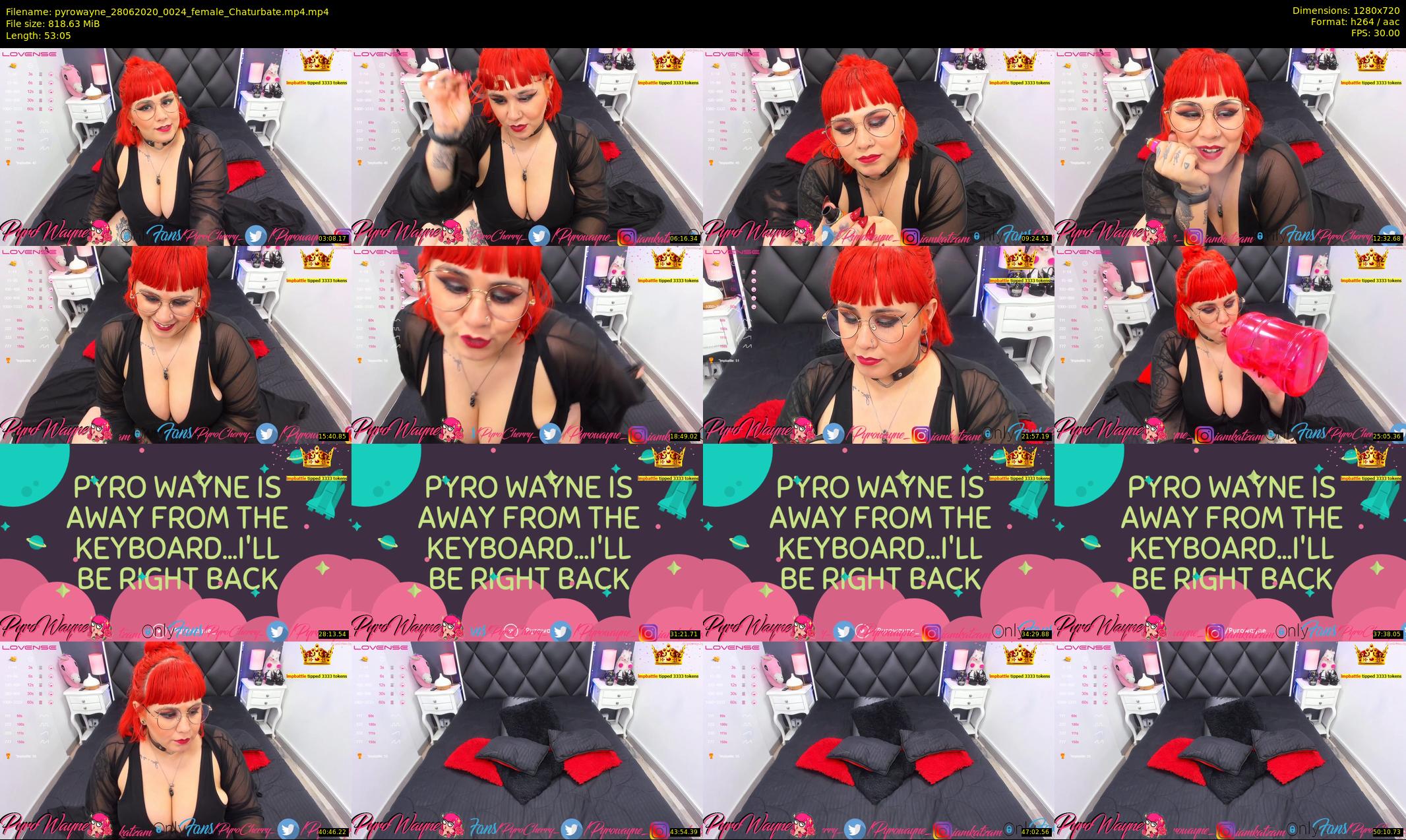 pyrowayne — 54 minute Chaturbate female cam show recording, 720p, Jun 28, 2020