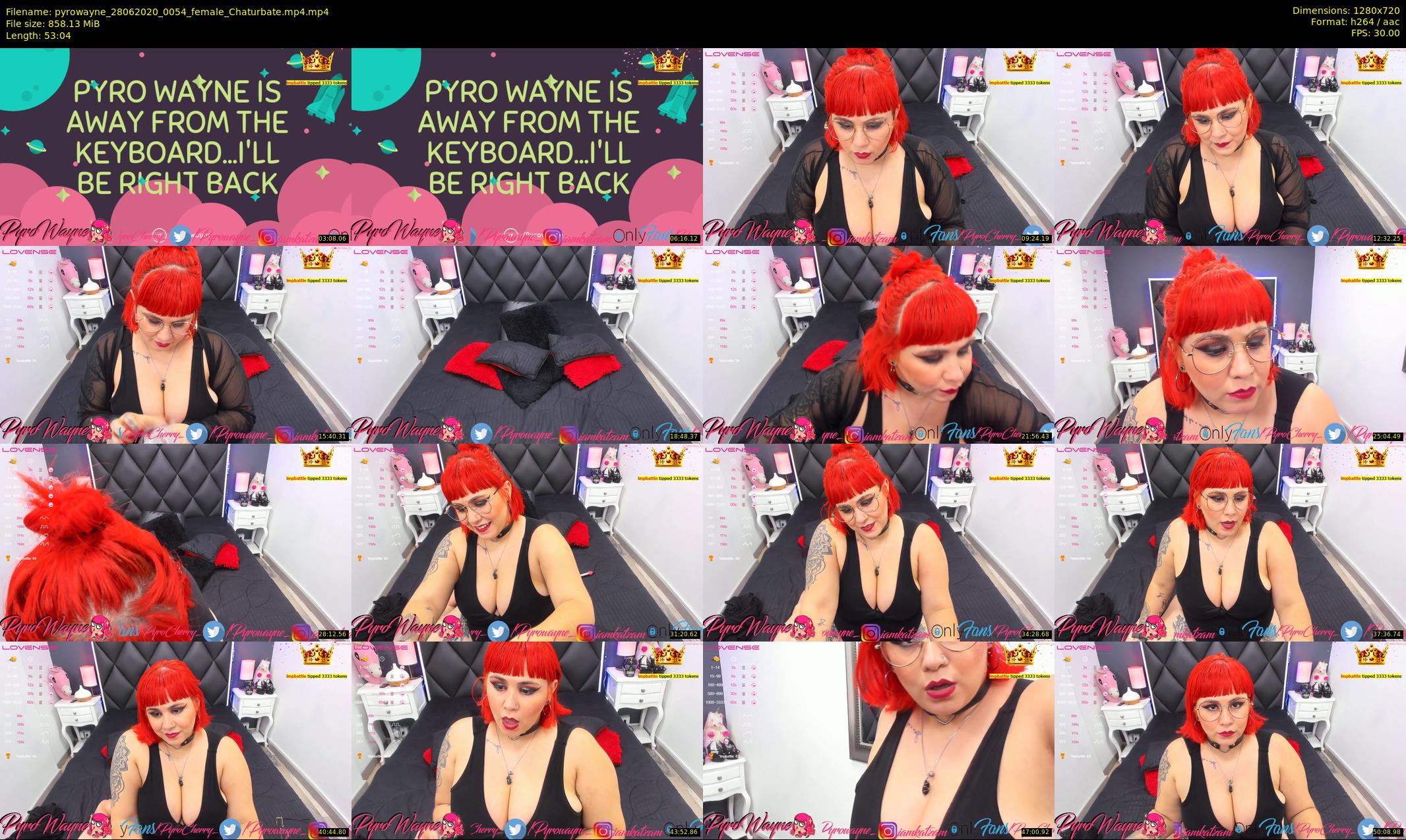 pyrowayne — 54 minute Chaturbate female cam show recording, 720p, Jun 28, 2020