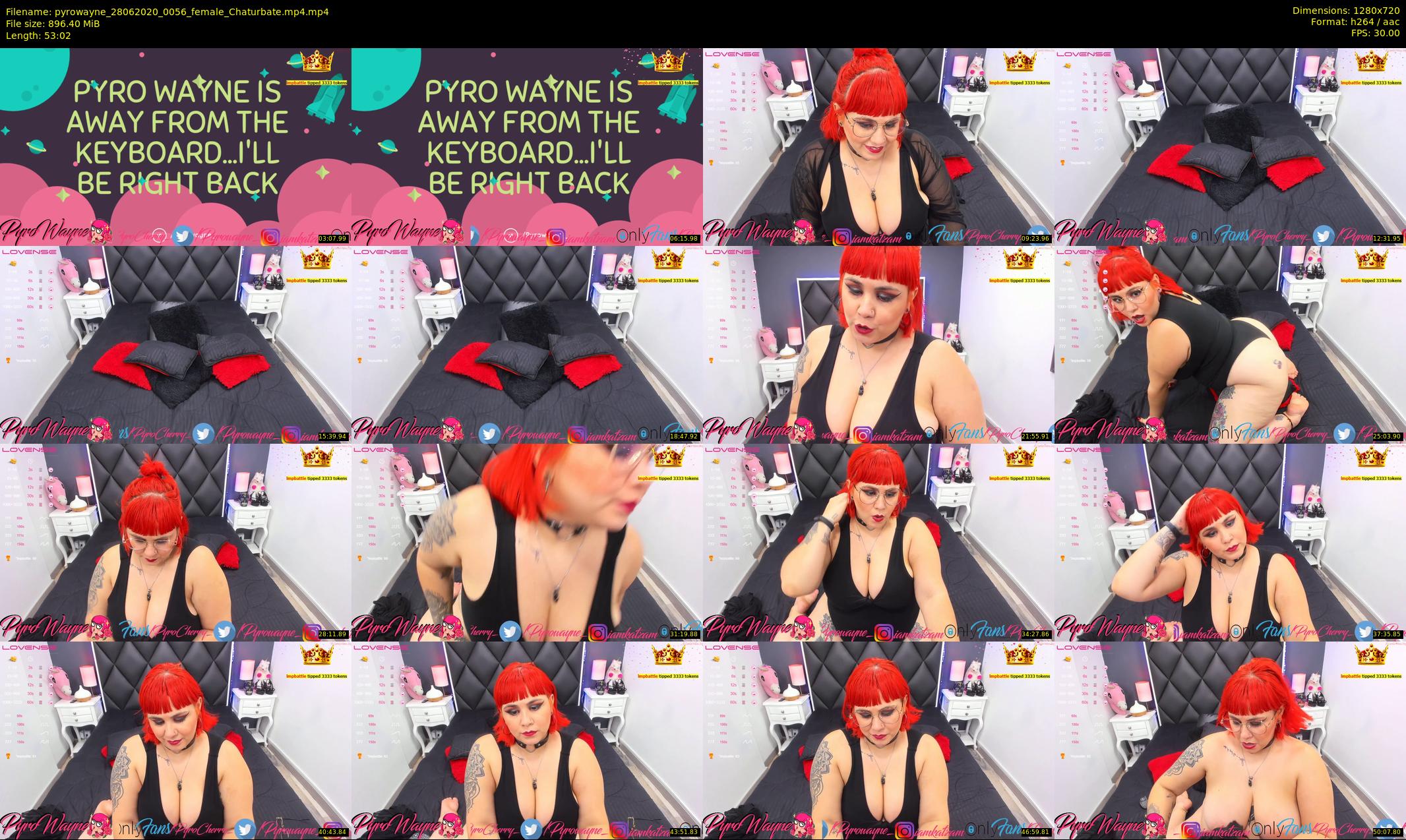 pyrowayne — 54 minute Chaturbate female cam show recording, 720p, Jun 28, 2020