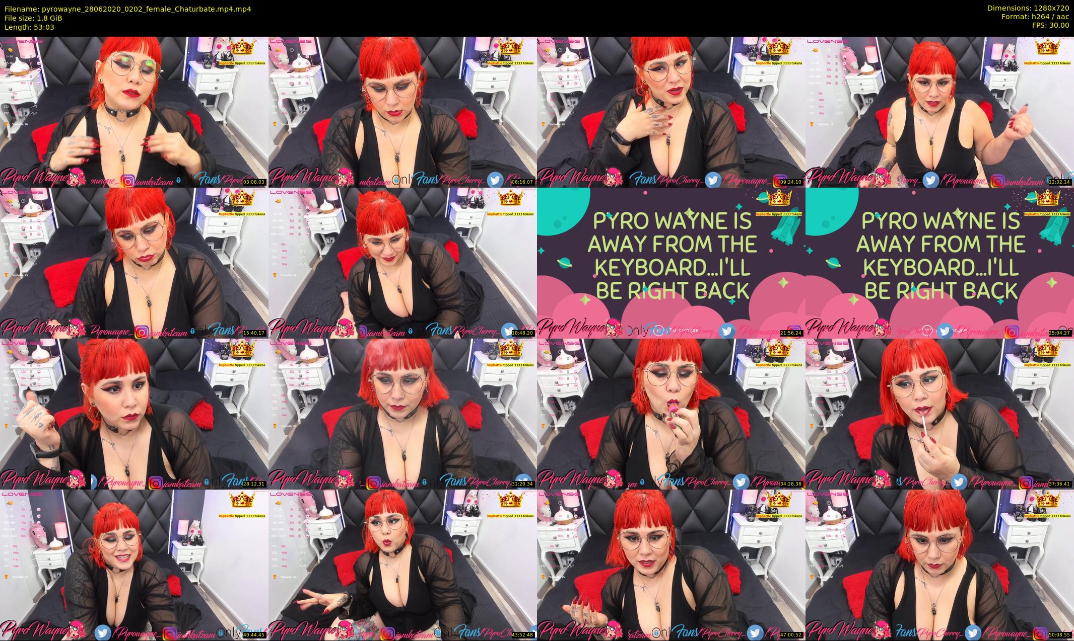 pyrowayne — 54 minute Chaturbate female cam show recording, 720p, Jun 28, 2020