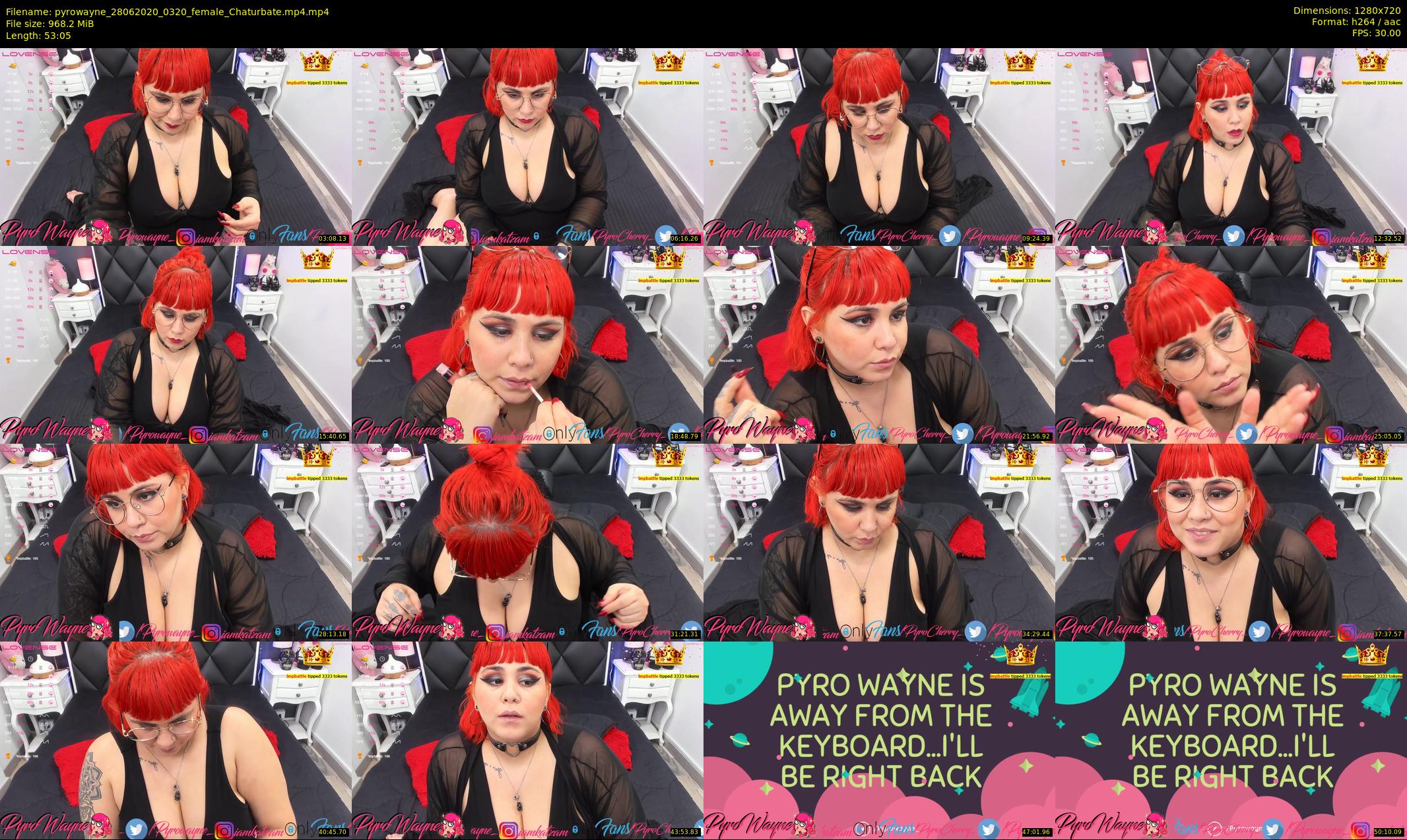 pyrowayne — 54 minute Chaturbate female cam show recording, 720p, Jun 28, 2020