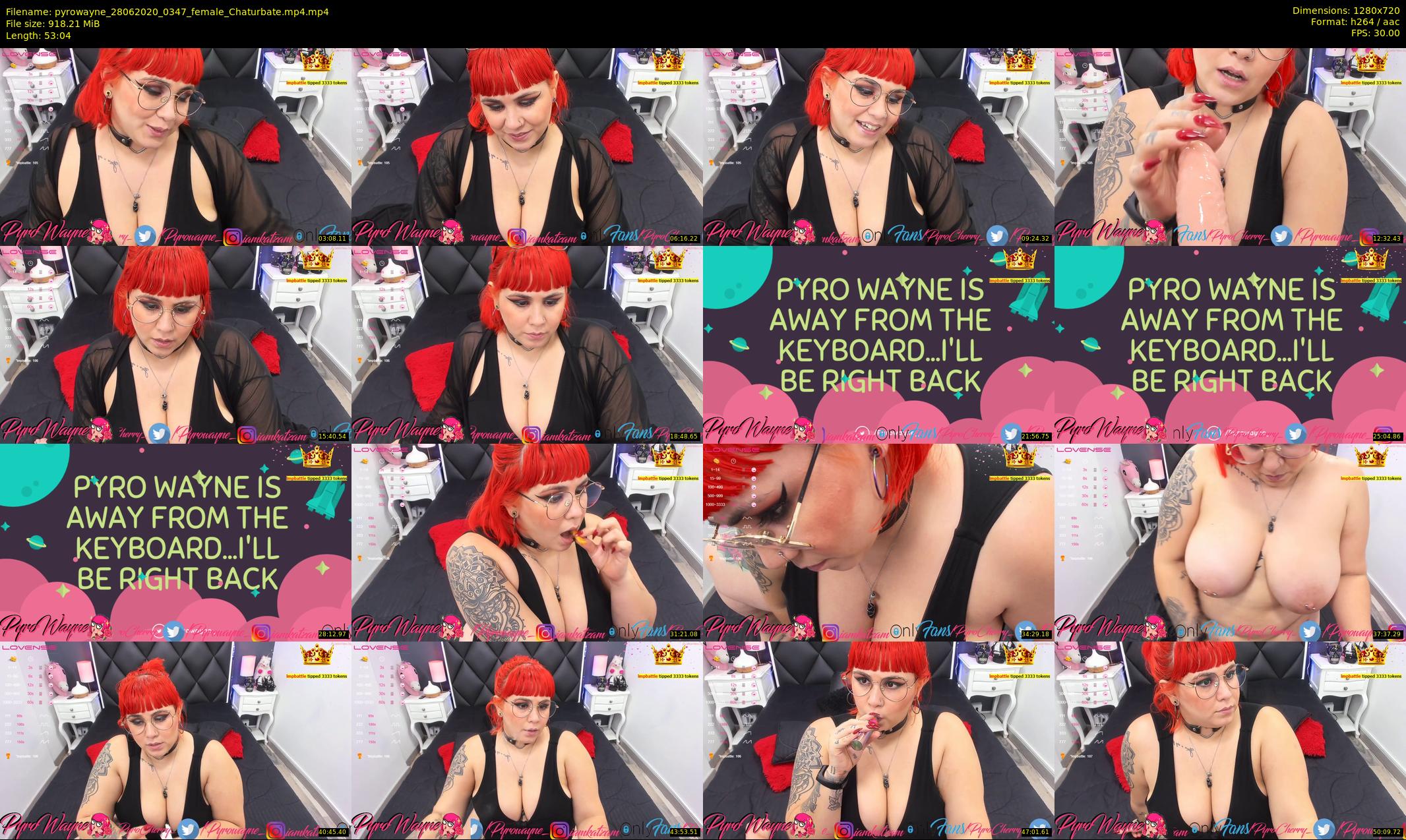 pyrowayne — 54 minute Chaturbate female cam show recording, 720p, Jun 28, 2020