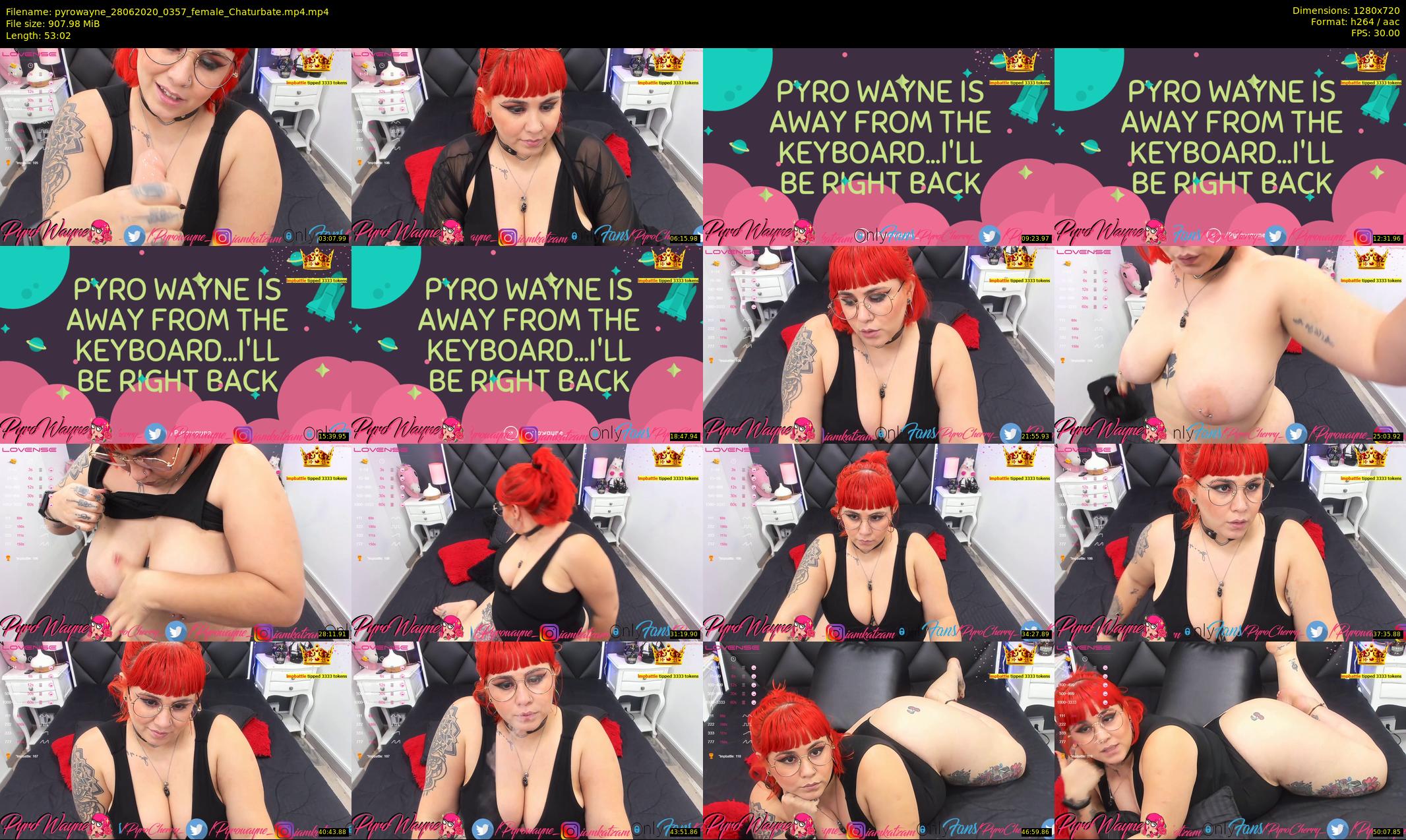 pyrowayne — 54 minute Chaturbate female cam show recording, 720p, Jun 28, 2020