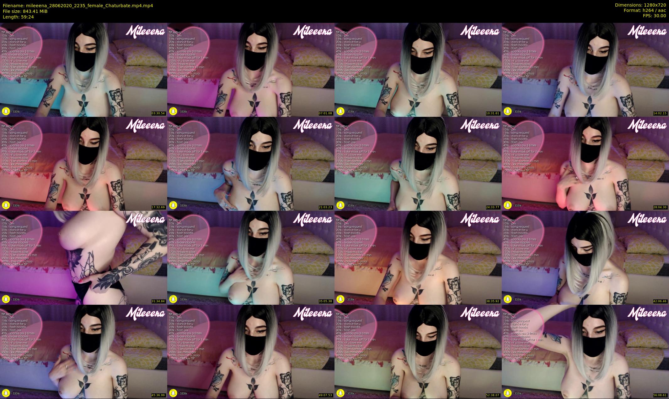 mileeena — 60 minute Chaturbate female cam show recording, 720p, Jun 28, 2020