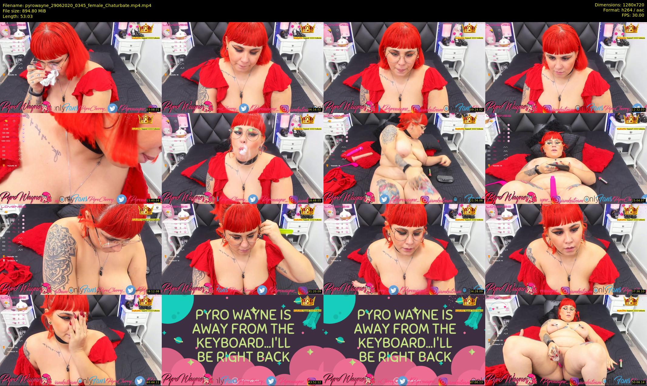 pyrowayne — 54 minute Chaturbate female cam show recording, 720p, Jun 29, 2020