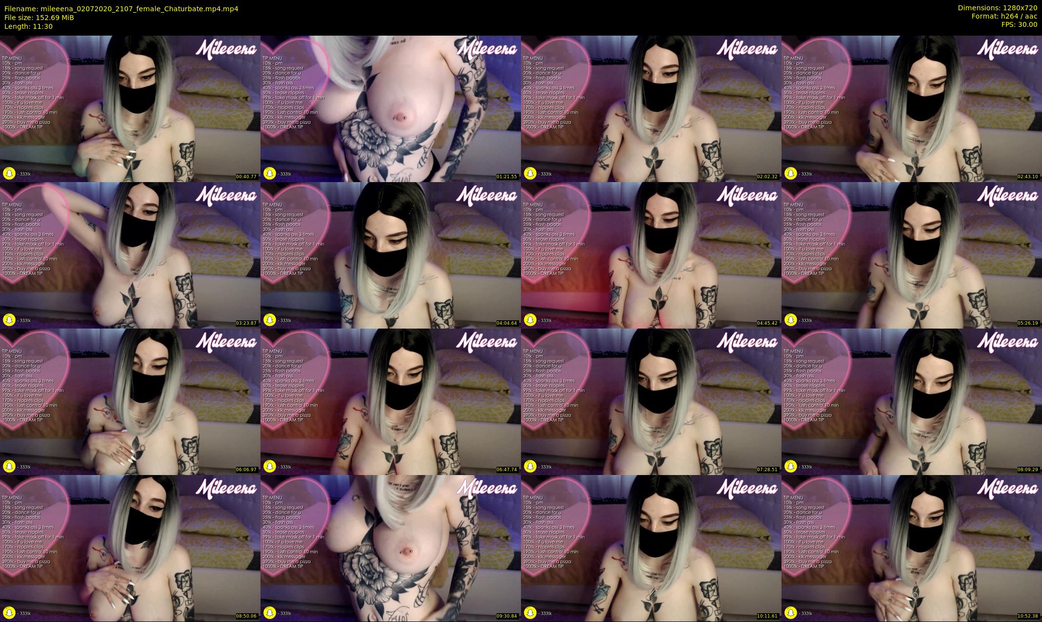 mileeena — 12 minute Chaturbate female cam show recording, 720p, Jul 2, 2020