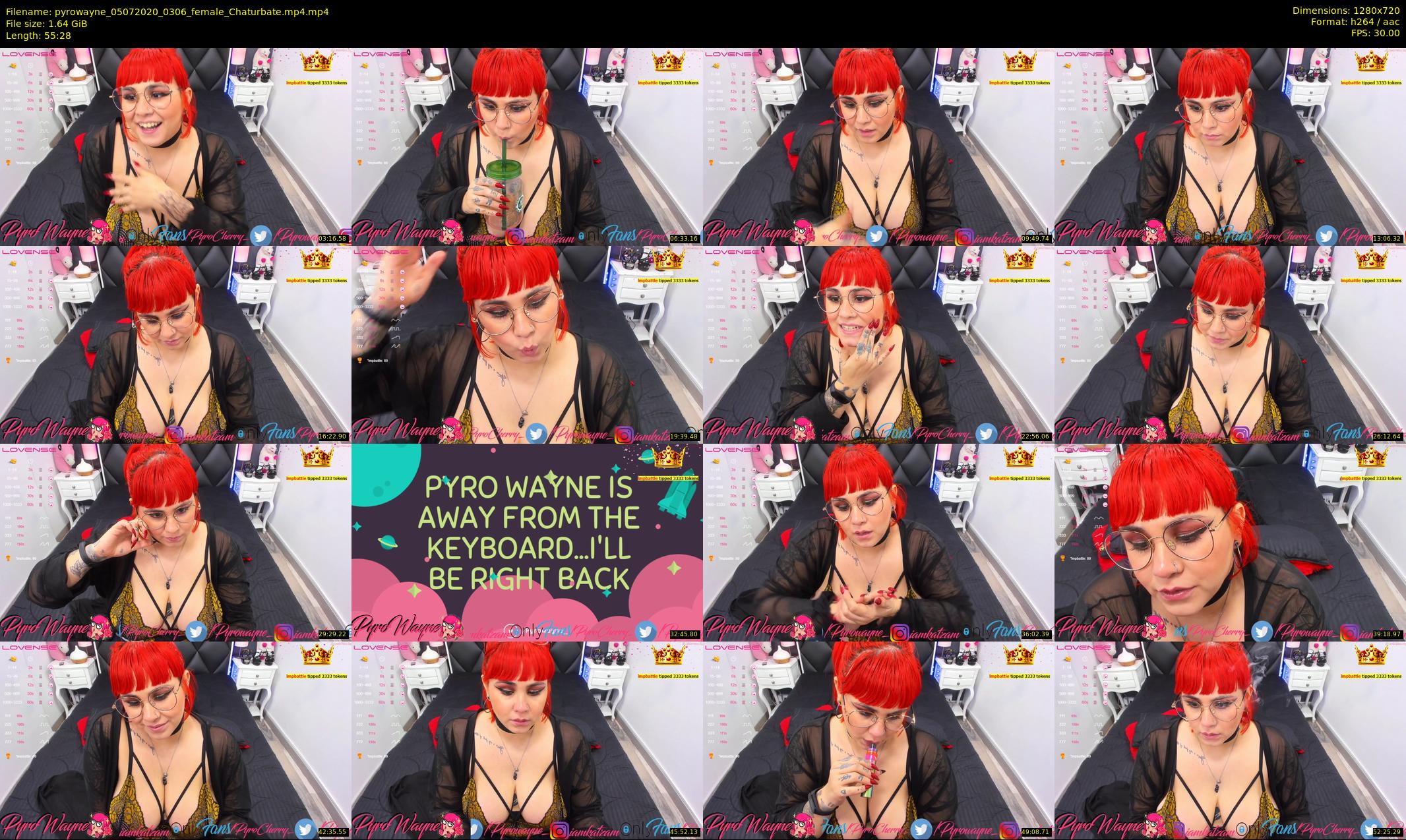 pyrowayne — 56 minute Chaturbate female cam show recording, 720p, Jul 5, 2020